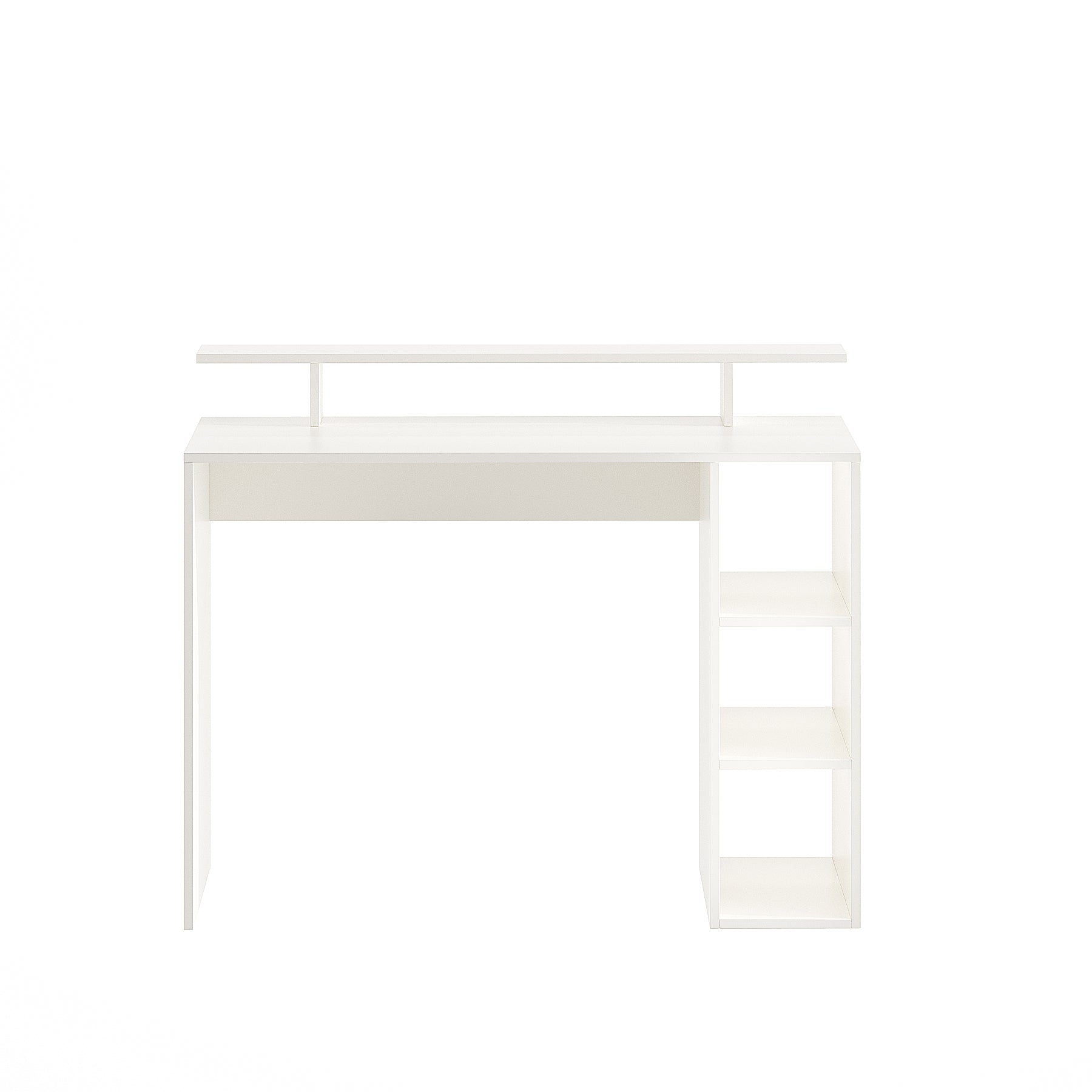 WOODWIDER Lucia Wooden Study Table, Workstation, Computer, Laptop, WFH Office Desk, Gaming Table with Storage, White