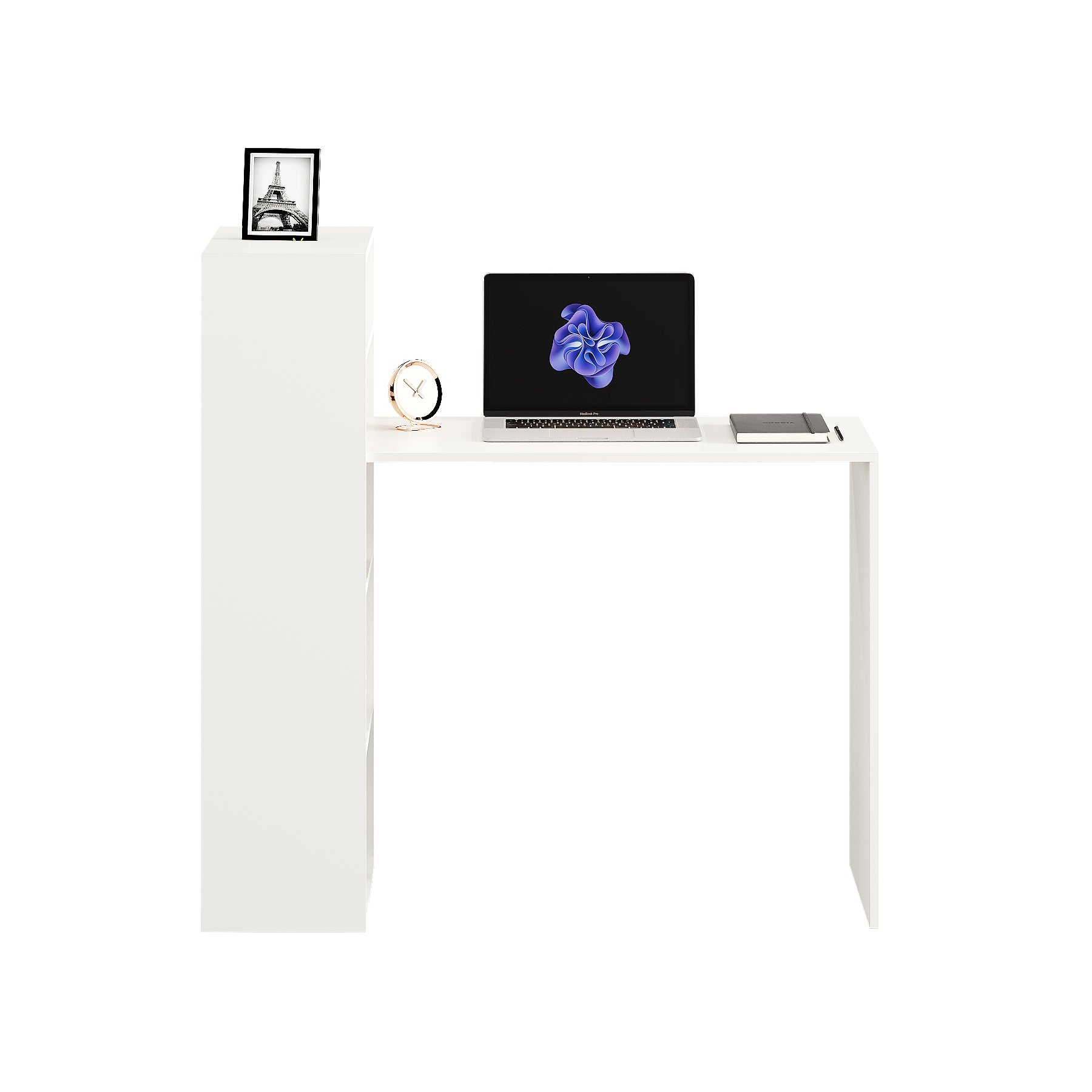 Woodwider Remi Wooden Study Table, Workstation, Computer, Laptop, WFH Office Desk, Gaming Table with Storage, White