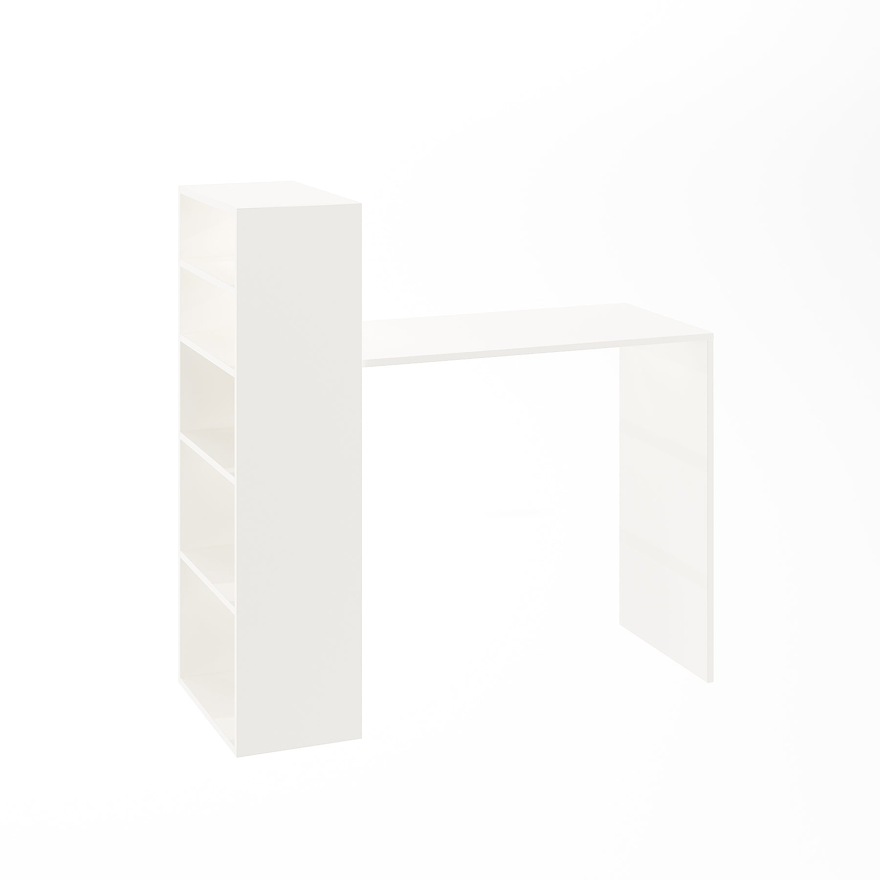 Woodwider Remi Wooden Study Table, Workstation, Computer, Laptop, WFH Office Desk, Gaming Table with Storage, White