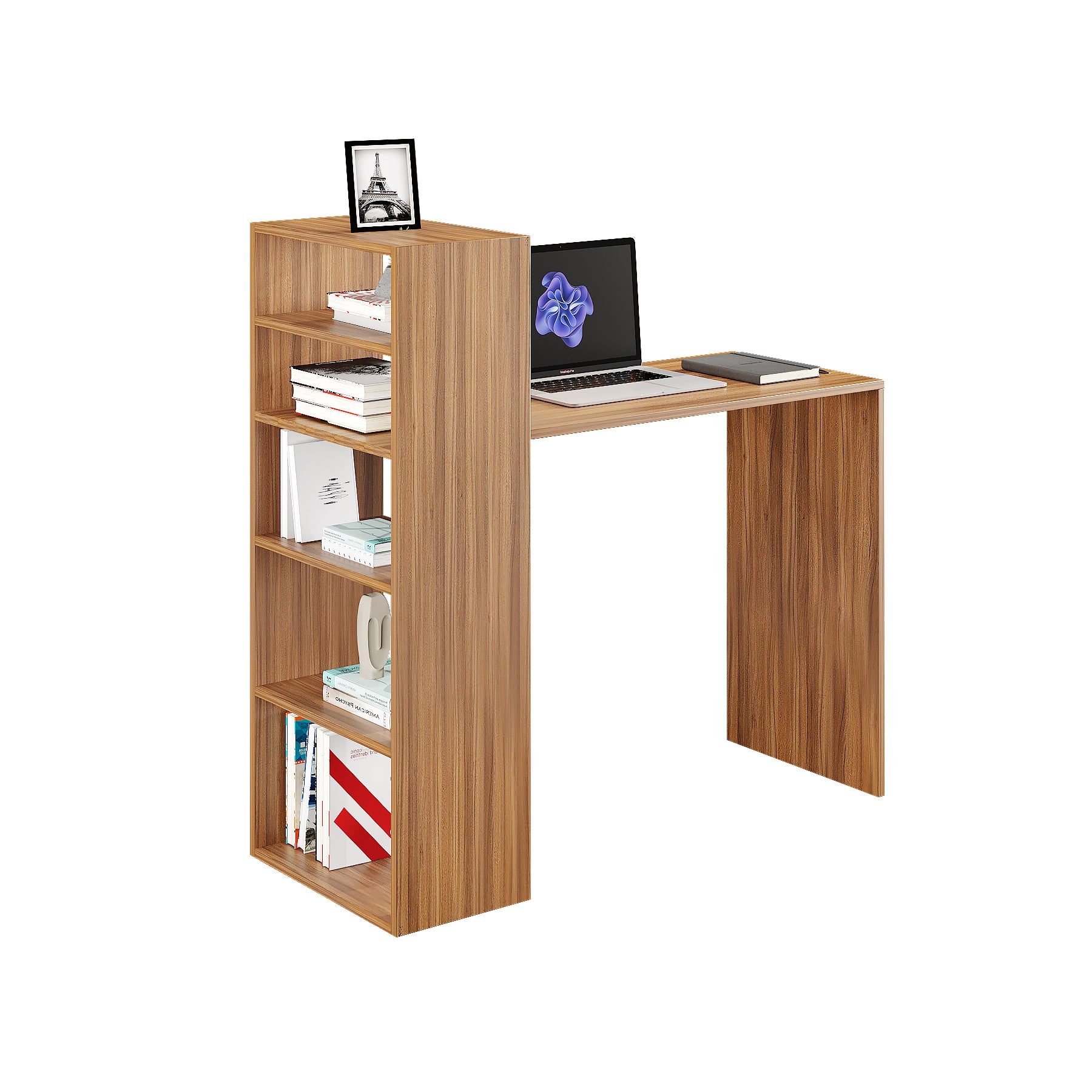 Woodwider Remi Wooden Study Table, Workstation, Computer, Laptop, WFH Office Desk, Gaming Table with Storage, Exotic Teak