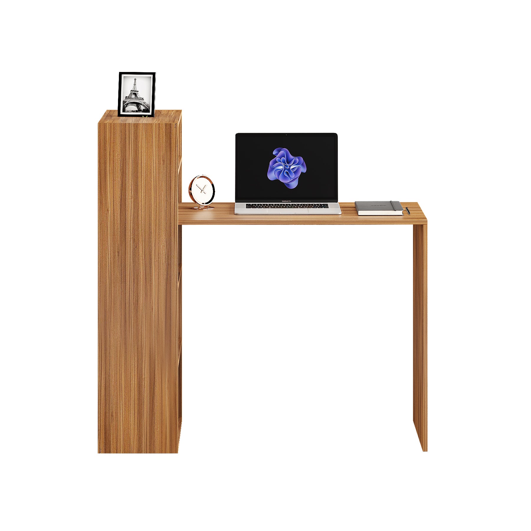 Woodwider Remi Wooden Study Table, Workstation, Computer, Laptop, WFH Office Desk, Gaming Table with Storage, Exotic Teak