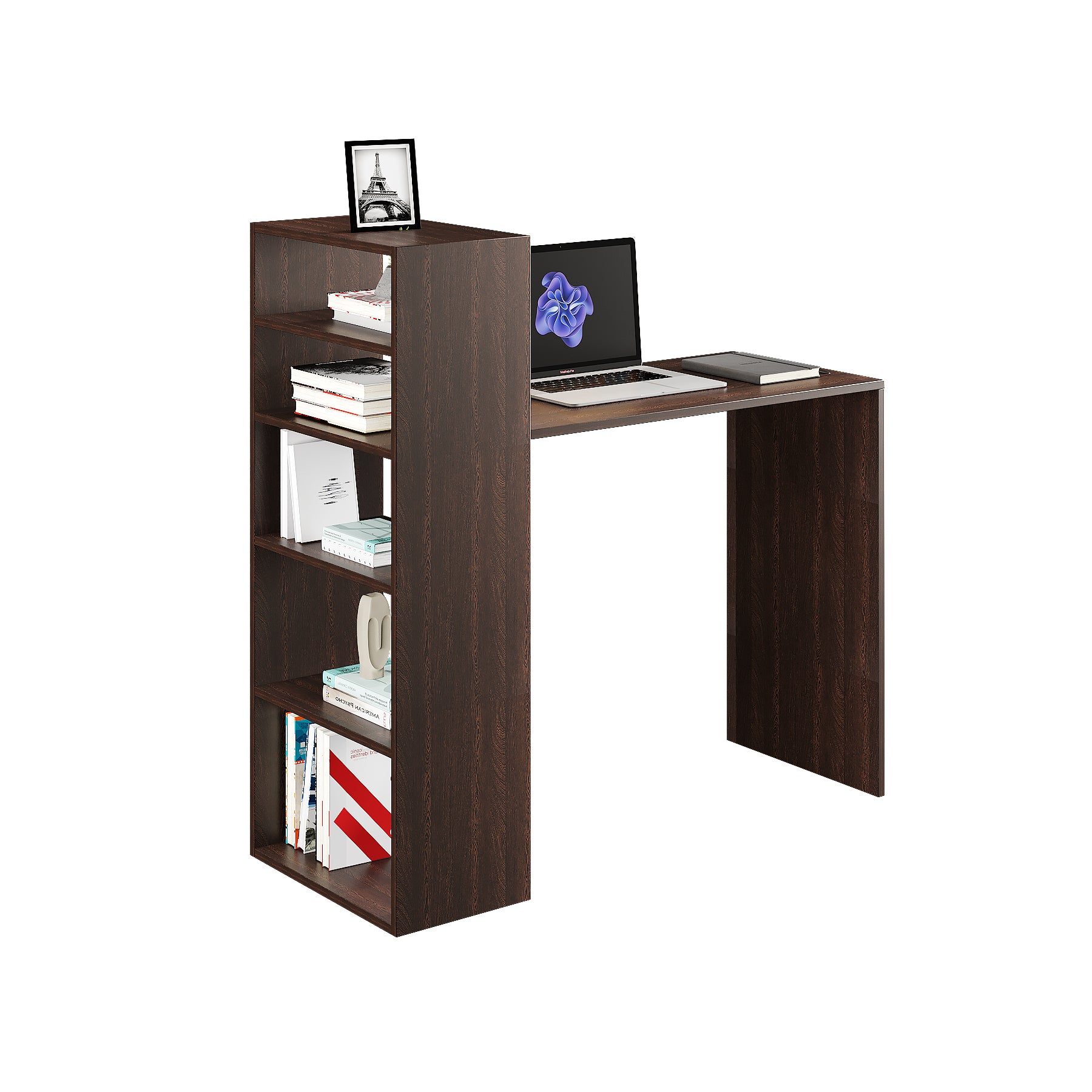 Woodwider Remi Wooden Study Table, Workstation, Computer, Laptop, WFH Office Desk, Gaming Table with Storage, Wenge