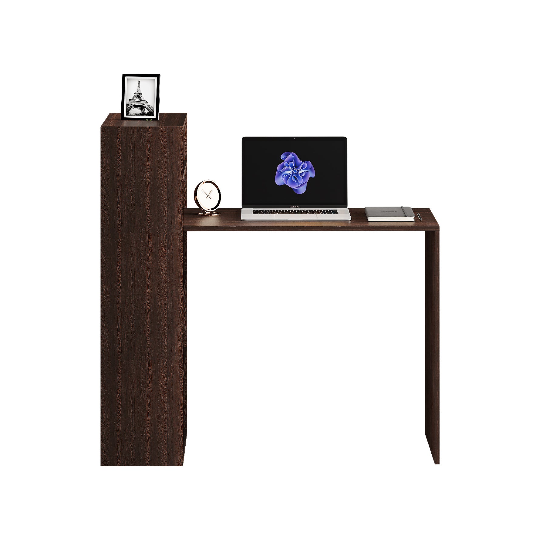 Woodwider Remi Wooden Study Table, Workstation, Computer, Laptop, WFH Office Desk, Gaming Table with Storage, Wenge