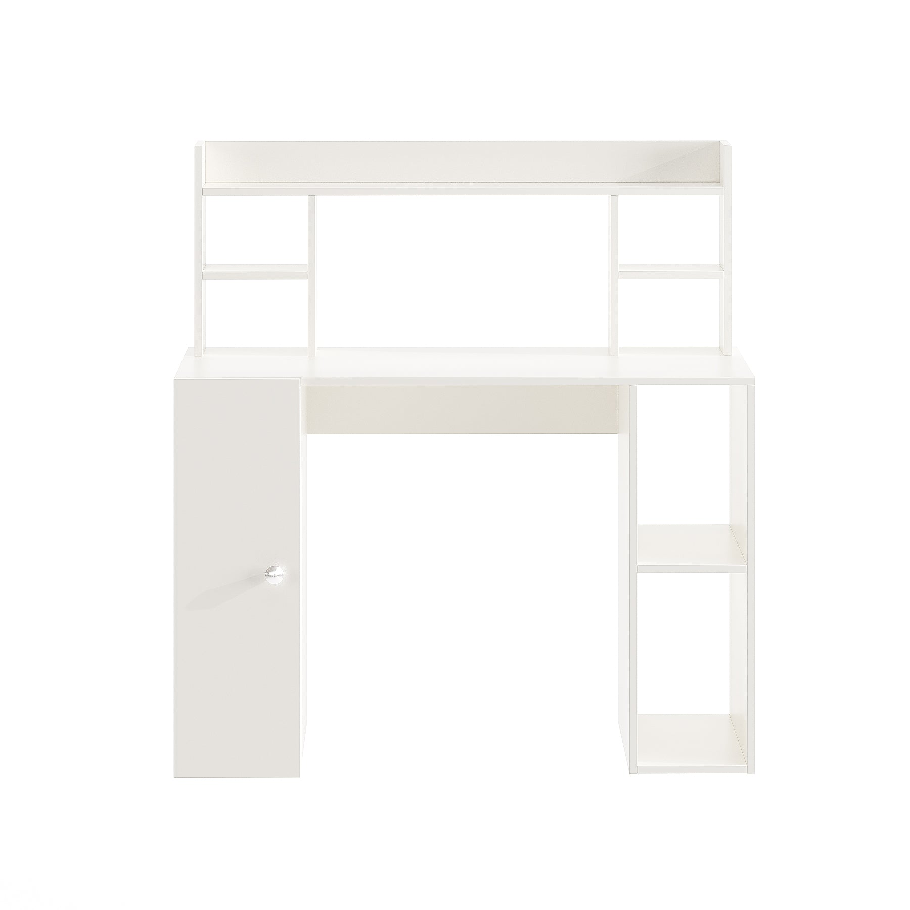 WOODWIDER Ximena Wooden Study Table, Workstation, Computer, Laptop, WFH Office Desk, Gaming Table with Storage, White