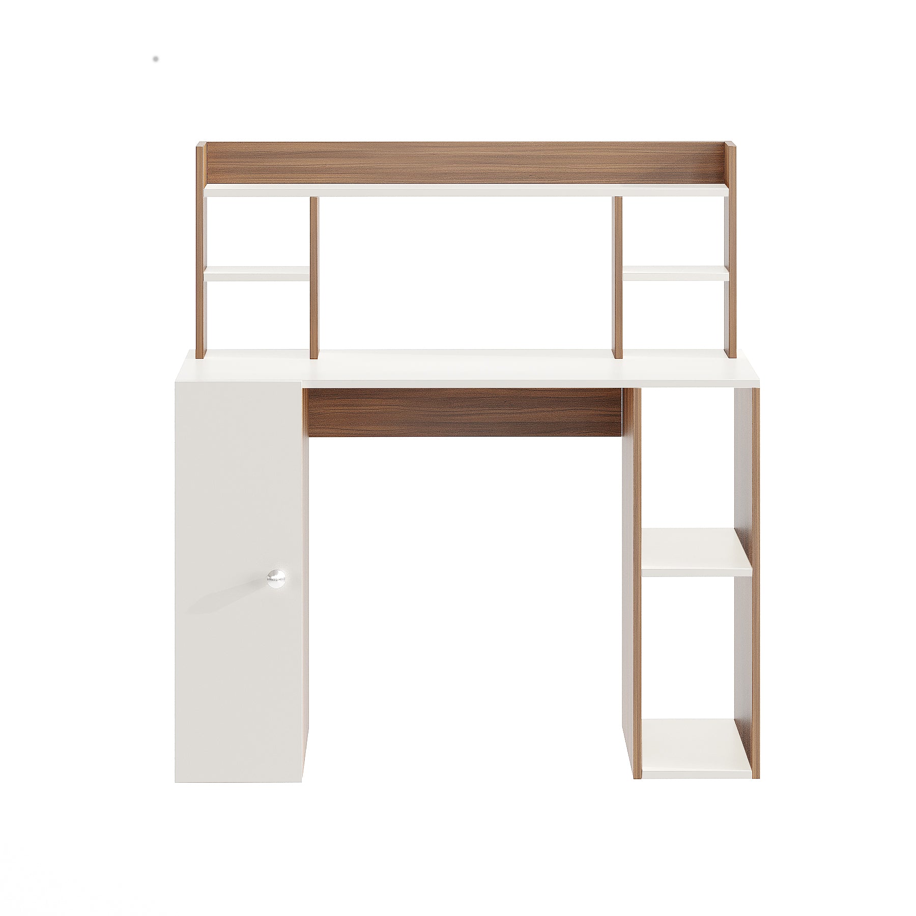 WOODWIDER Ximena Wooden Study Table, Workstation, Computer, Laptop, WFH Office Desk, Gaming Table with Storage, Exotic Teak & White