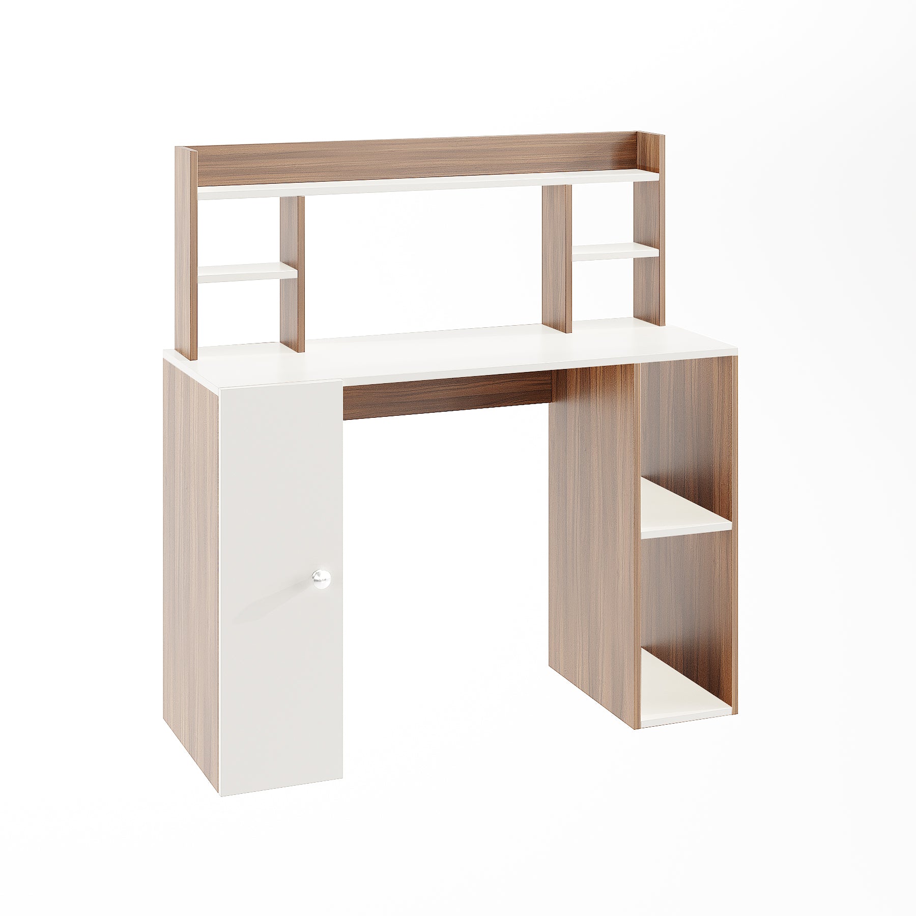 WOODWIDER Ximena Wooden Study Table, Workstation, Computer, Laptop, WFH Office Desk, Gaming Table with Storage, Exotic Teak & White