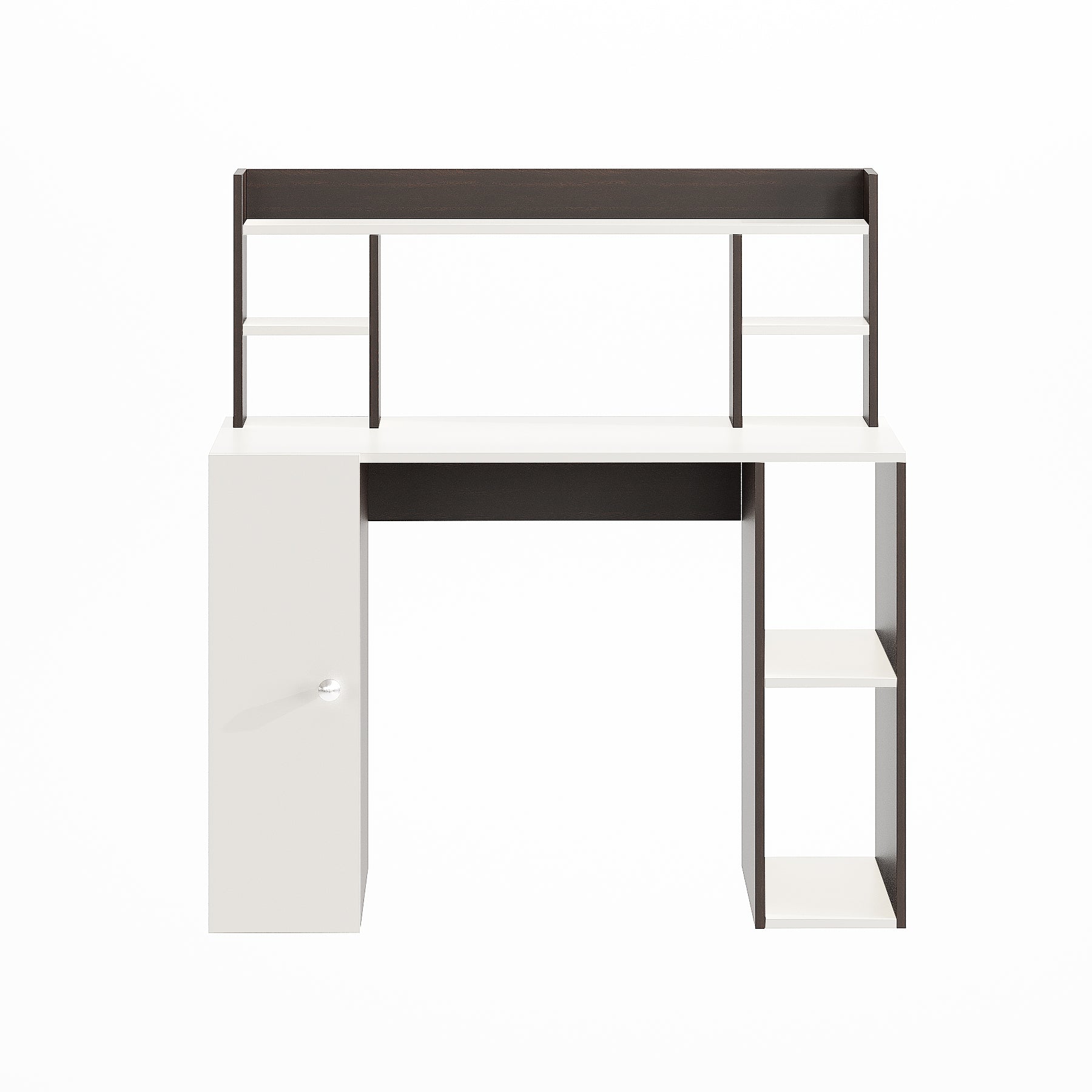 WOODWIDER Ximena Wooden Study Table, Workstation, Computer, Laptop, WFH Office Desk, Gaming Table with Storage, Wenge & White