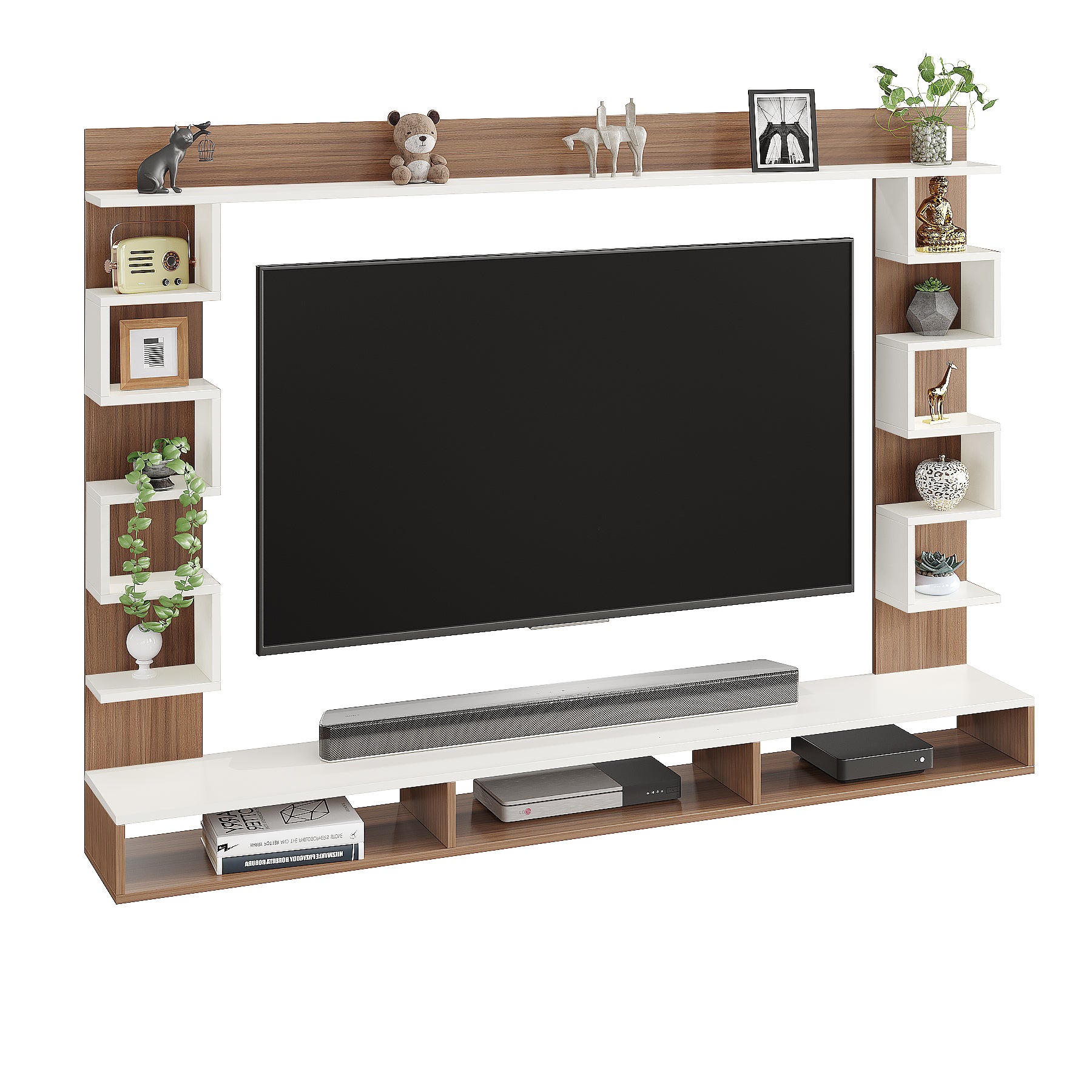 Cabiar Tv Entertainment Unit, Cabinet, Showcase, Stand For 55 Inch TV (Exotic Teak White)