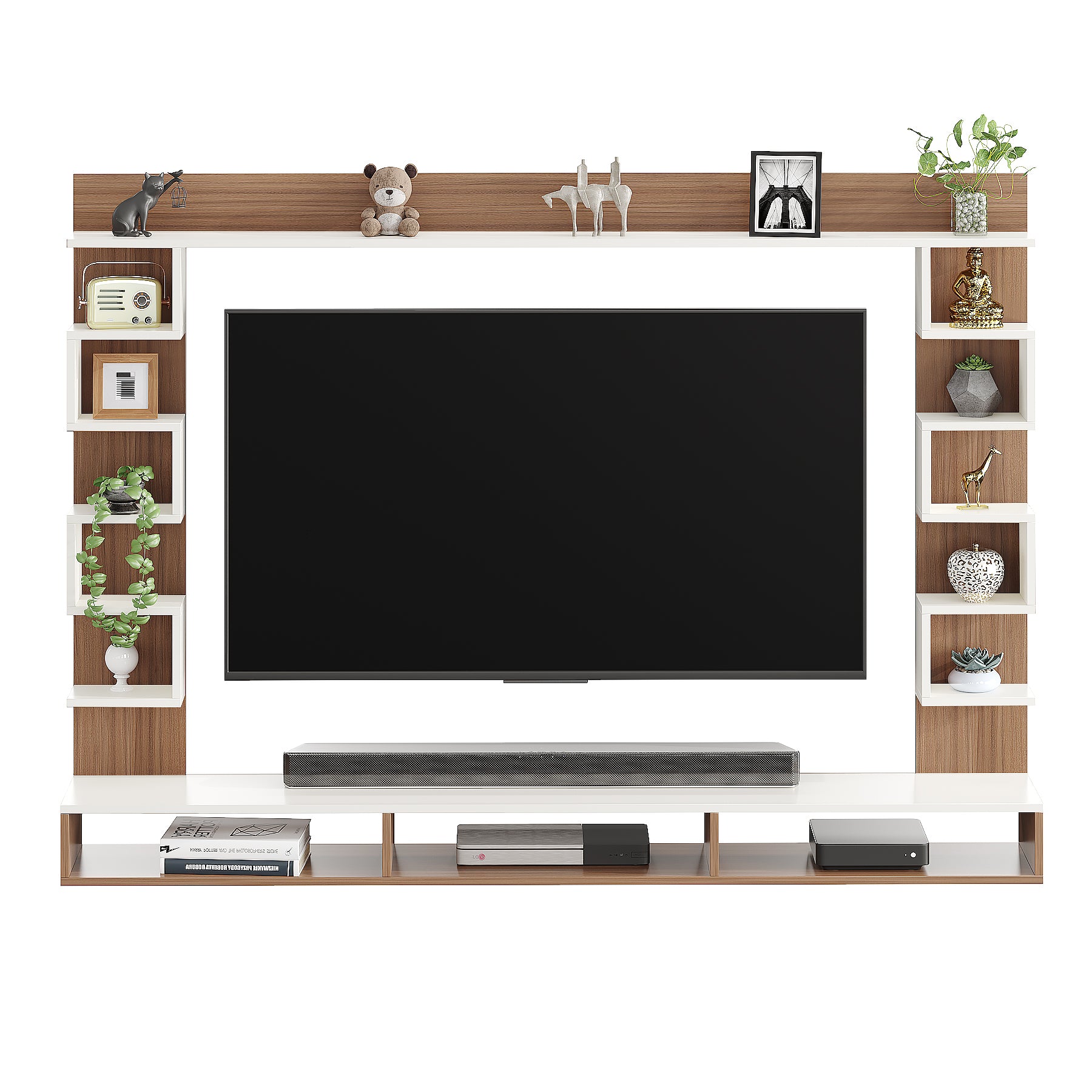 Cabiar Tv Entertainment Unit, Cabinet, Showcase, Stand For 55 Inch TV (Exotic Teak White)