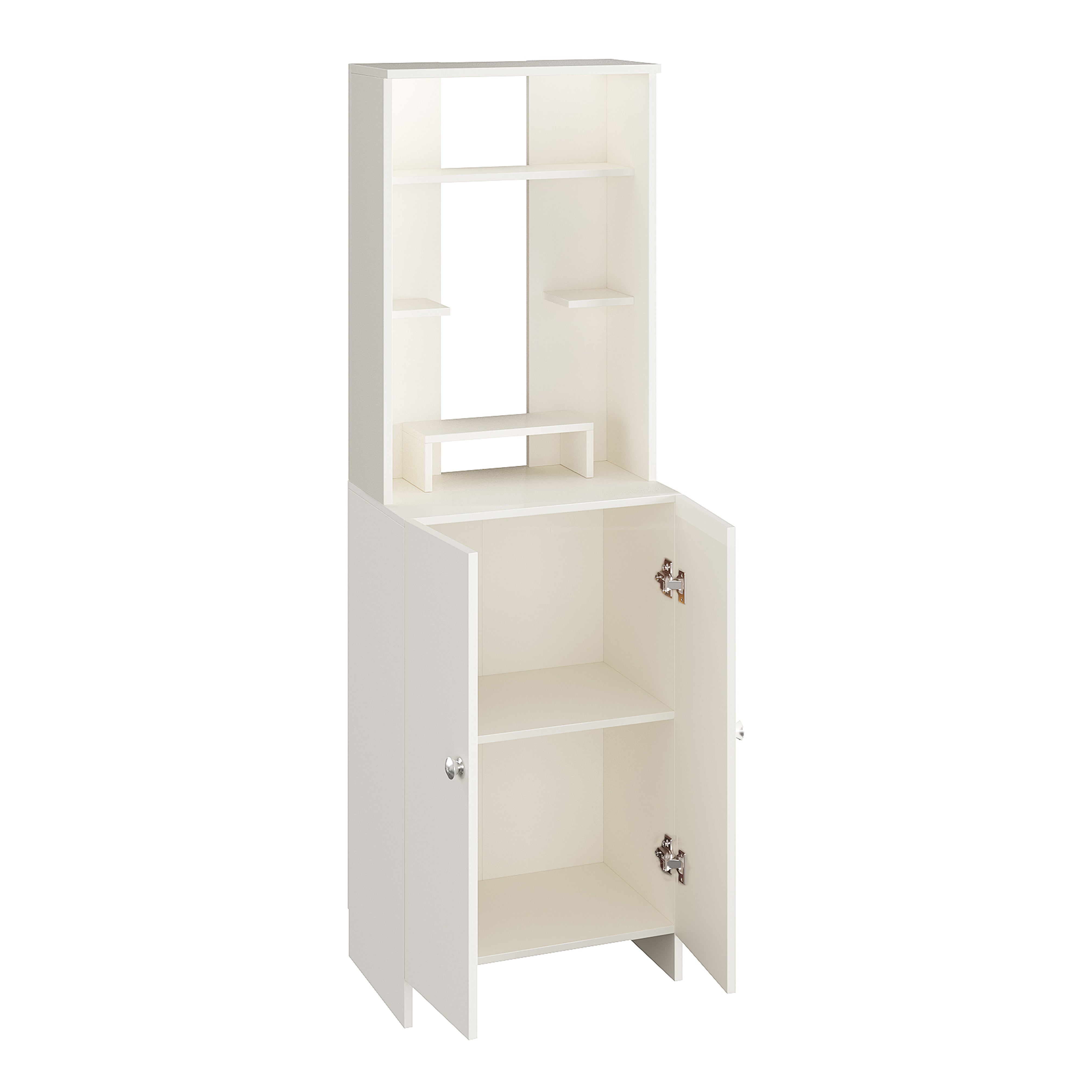 Aura Mandir for Home, Modern Temple for Home & Office, Prayer Cabinet Puja Stand Shelf in White Finish