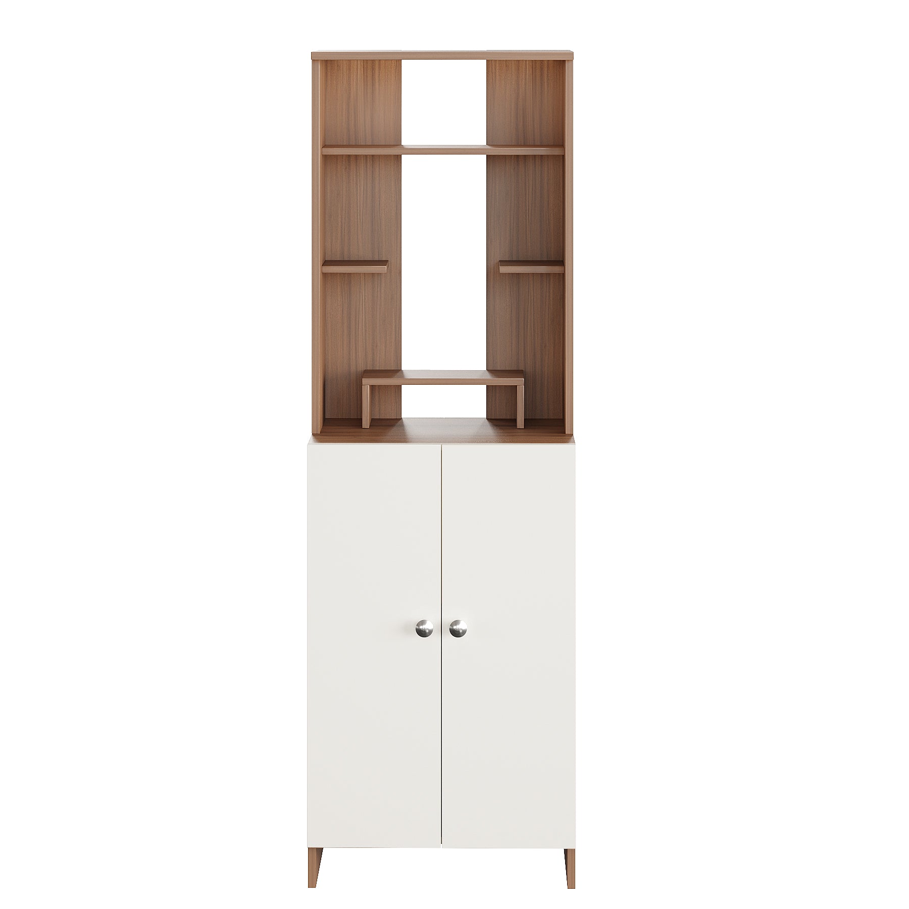 Aura Mandir for Home, Modern Temple for Home & Office, Prayer Cabinet Puja Stand Shelf in Exotic Teak & White