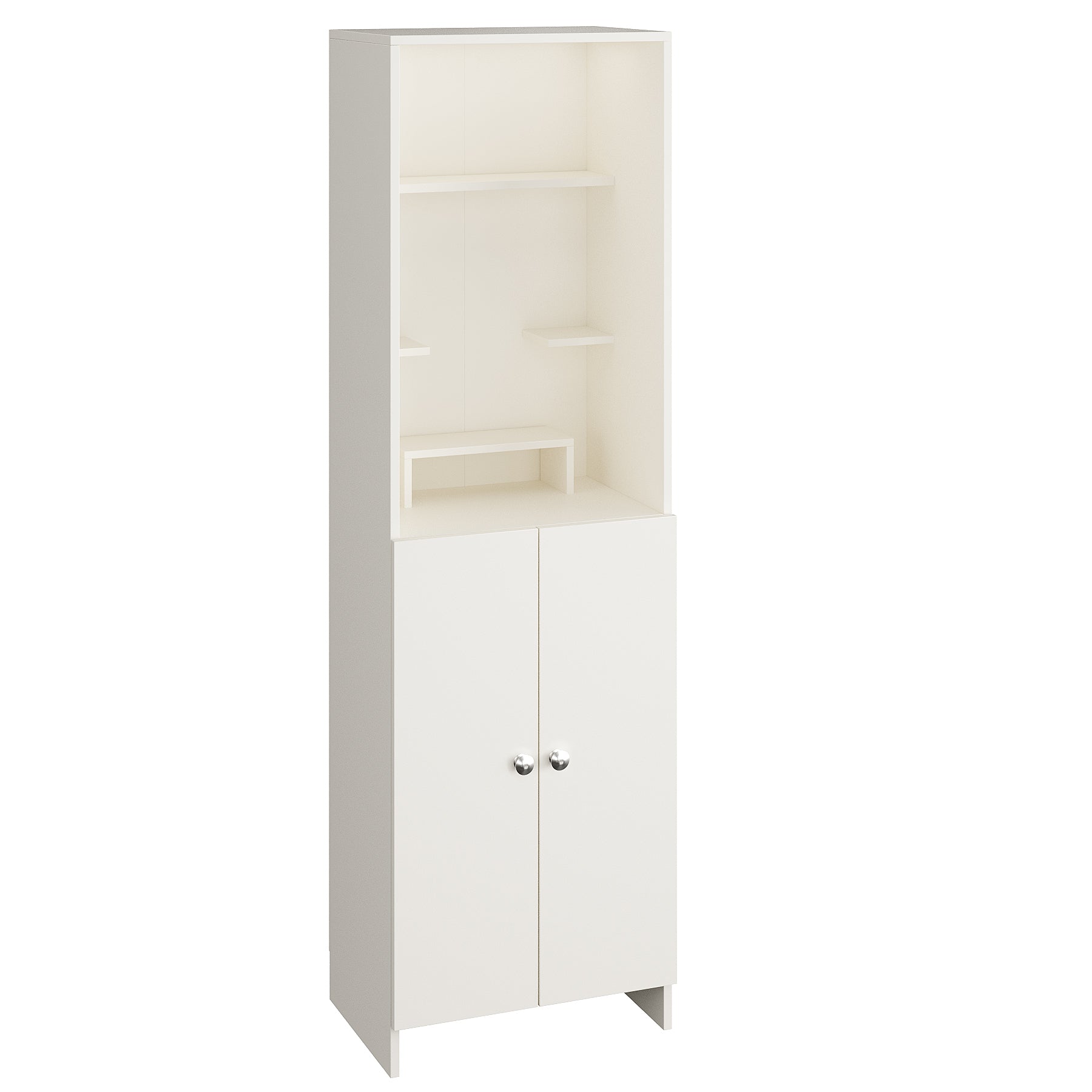 Anvika Pooja Mandir for Home, Modern Temple for Home & Office, Prayer Cabinet Puja Stand Shelf in White Finish