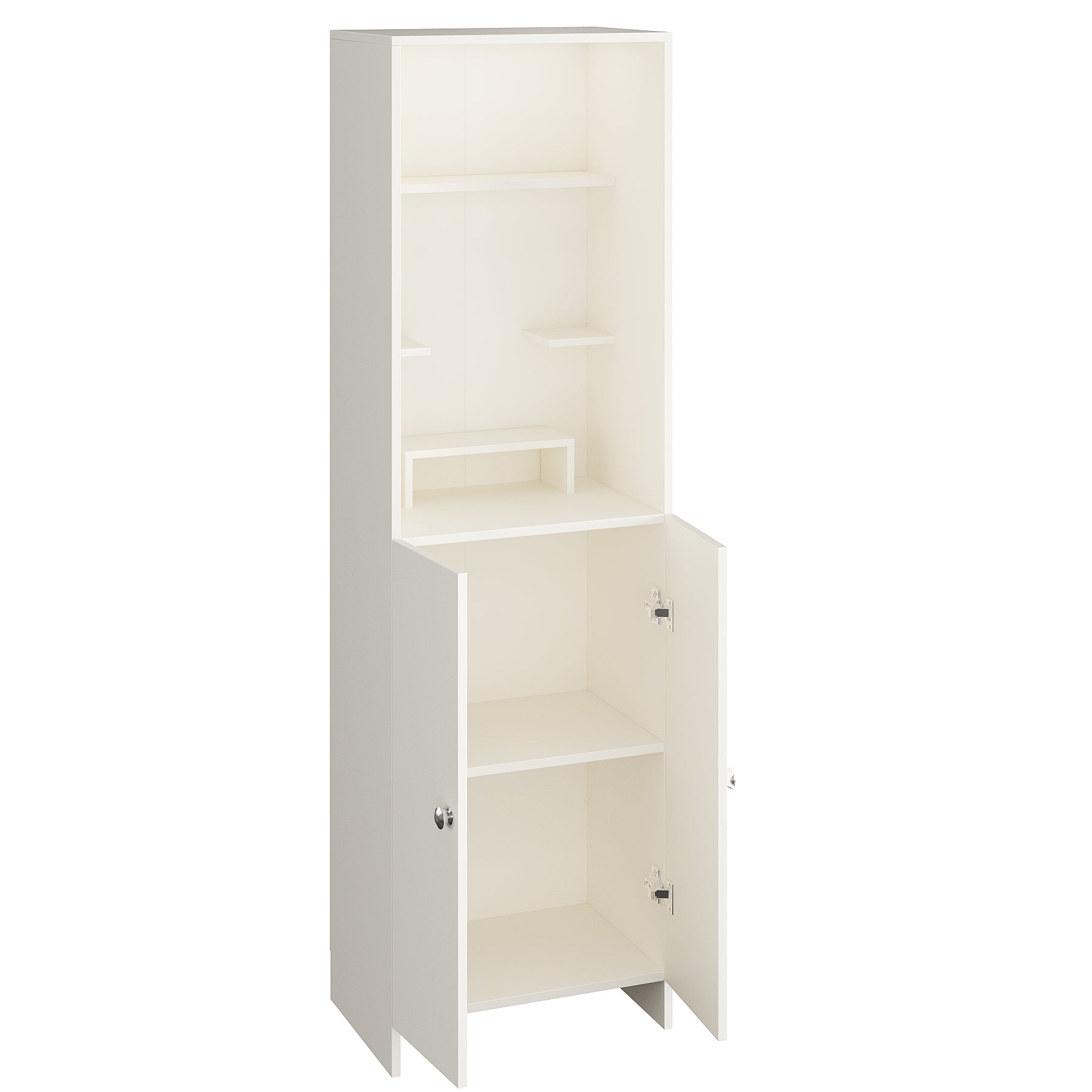 Anvika Pooja Mandir for Home, Modern Temple for Home & Office, Prayer Cabinet Puja Stand Shelf in White Finish