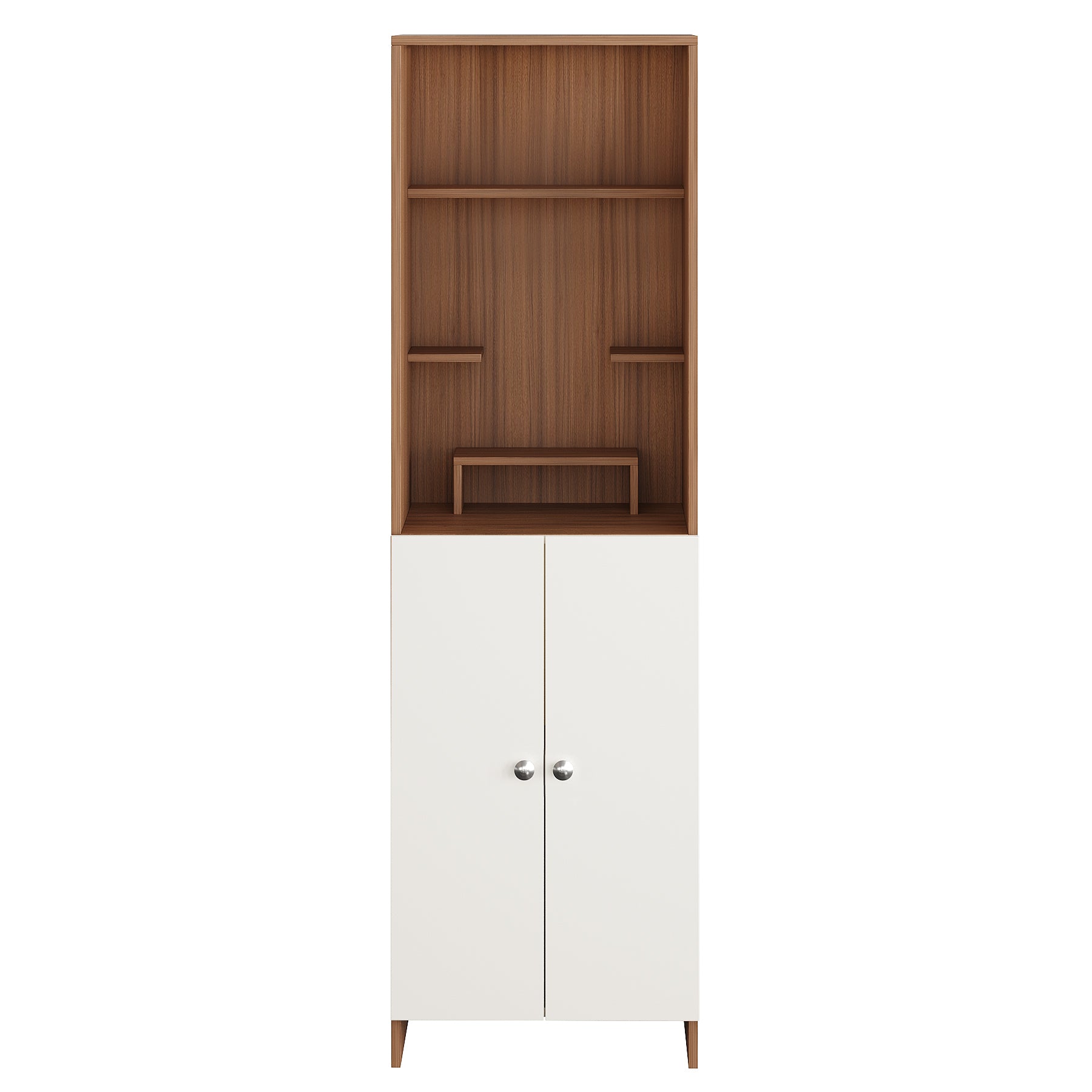 Anvika Pooja Mandir for Home, Modern Temple for Home & Office, Prayer Cabinet Puja Stand Shelf in Exotic Teak & White Finish