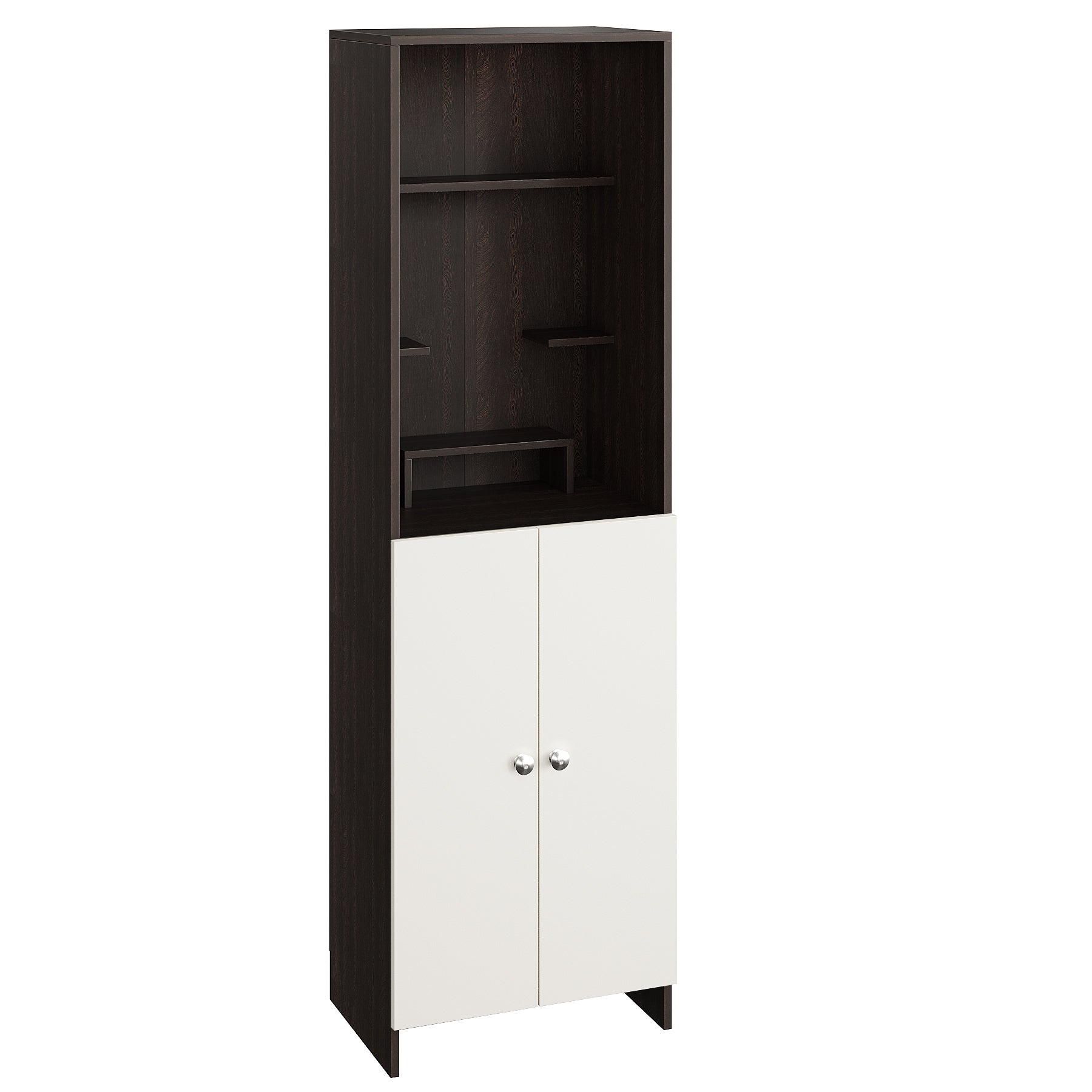 Anvika Pooja Mandir for Home, Modern Temple for Home & Office, Prayer Cabinet Puja Stand Shelf in Wenge & White Finish