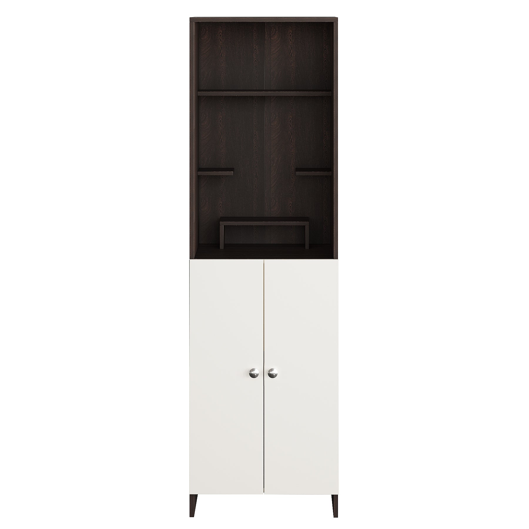 Anvika Pooja Mandir for Home, Modern Temple for Home & Office, Prayer Cabinet Puja Stand Shelf in Wenge & White Finish
