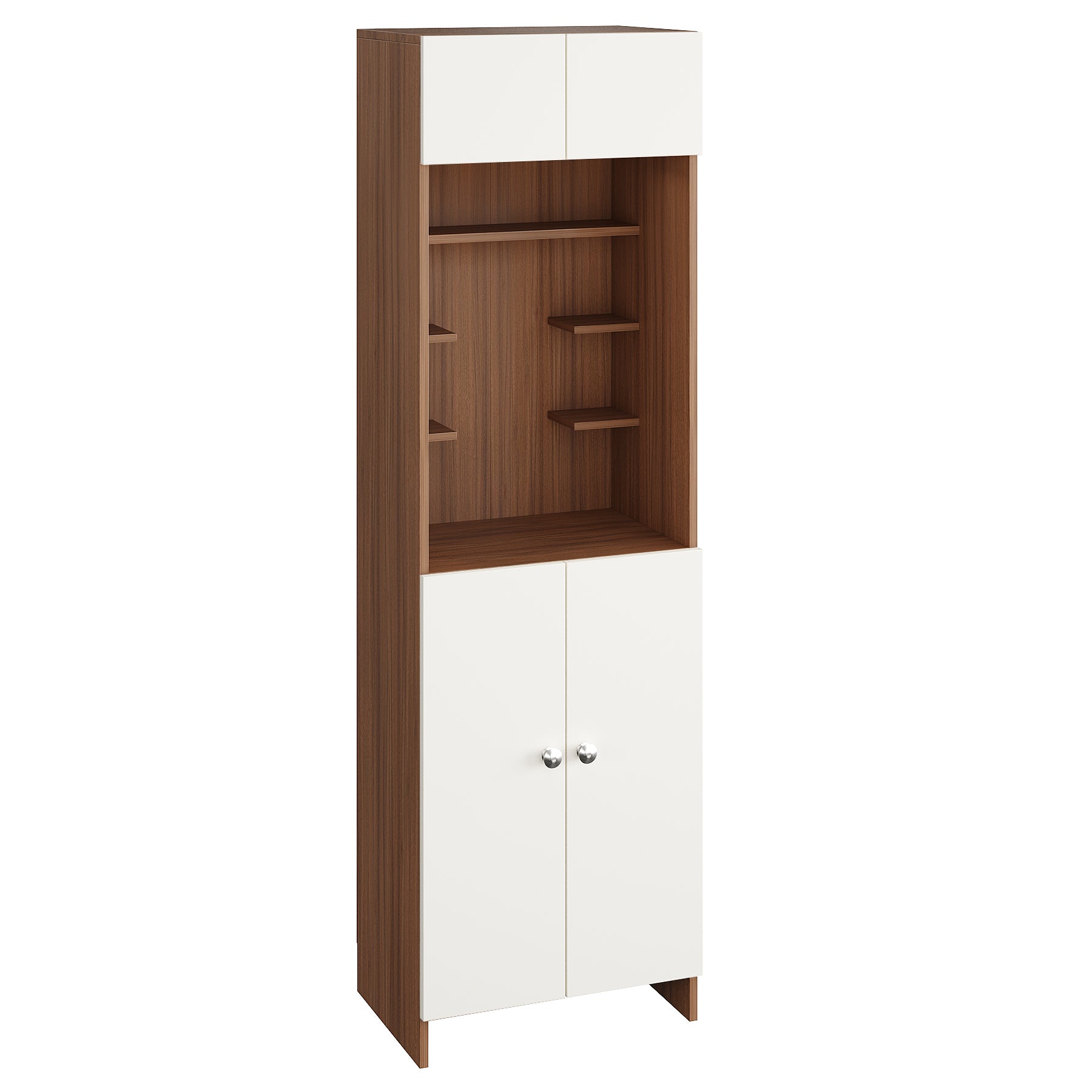 Shivika Pooja Mandir for Home, Modern Temple for Home & Office, Prayer Cabinet Puja Stand Shelf in Exotic Teak & White Finish