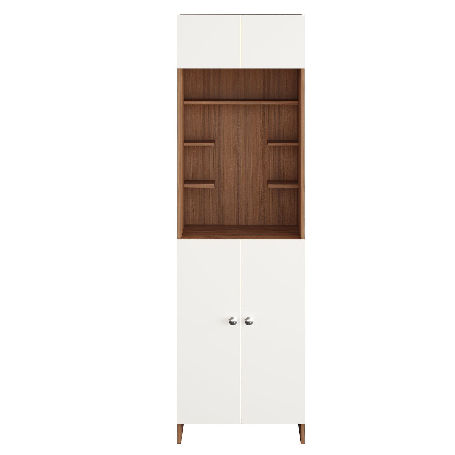 Shivika Pooja Mandir for Home, Modern Temple for Home & Office, Prayer Cabinet Puja Stand Shelf in Exotic Teak & White Finish