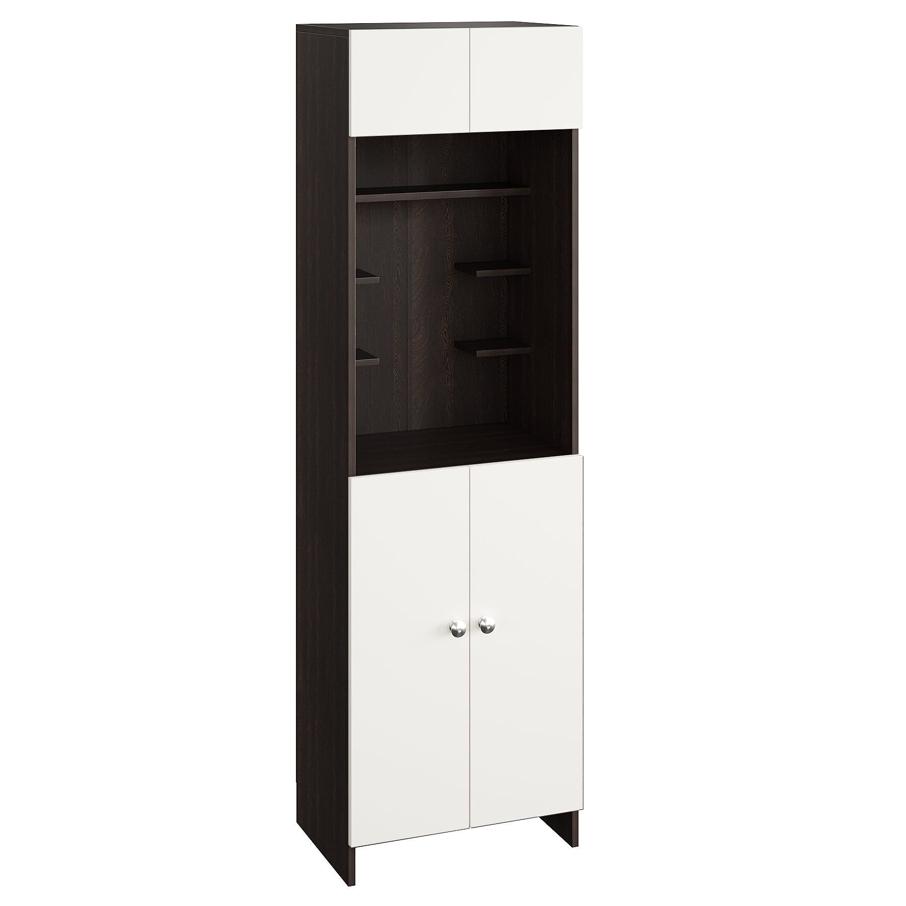 Shivika Pooja Mandir for Home, Modern Temple for Home & Office, Prayer Cabinet Puja Stand Shelf in Wenge & White Finish