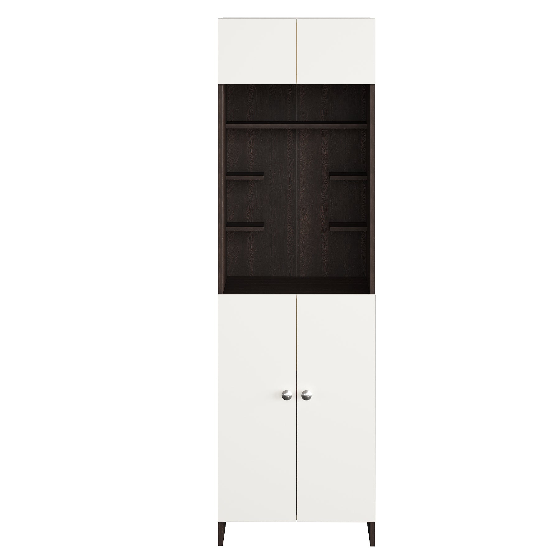 Shivika Pooja Mandir for Home, Modern Temple for Home & Office, Prayer Cabinet Puja Stand Shelf in Wenge & White Finish
