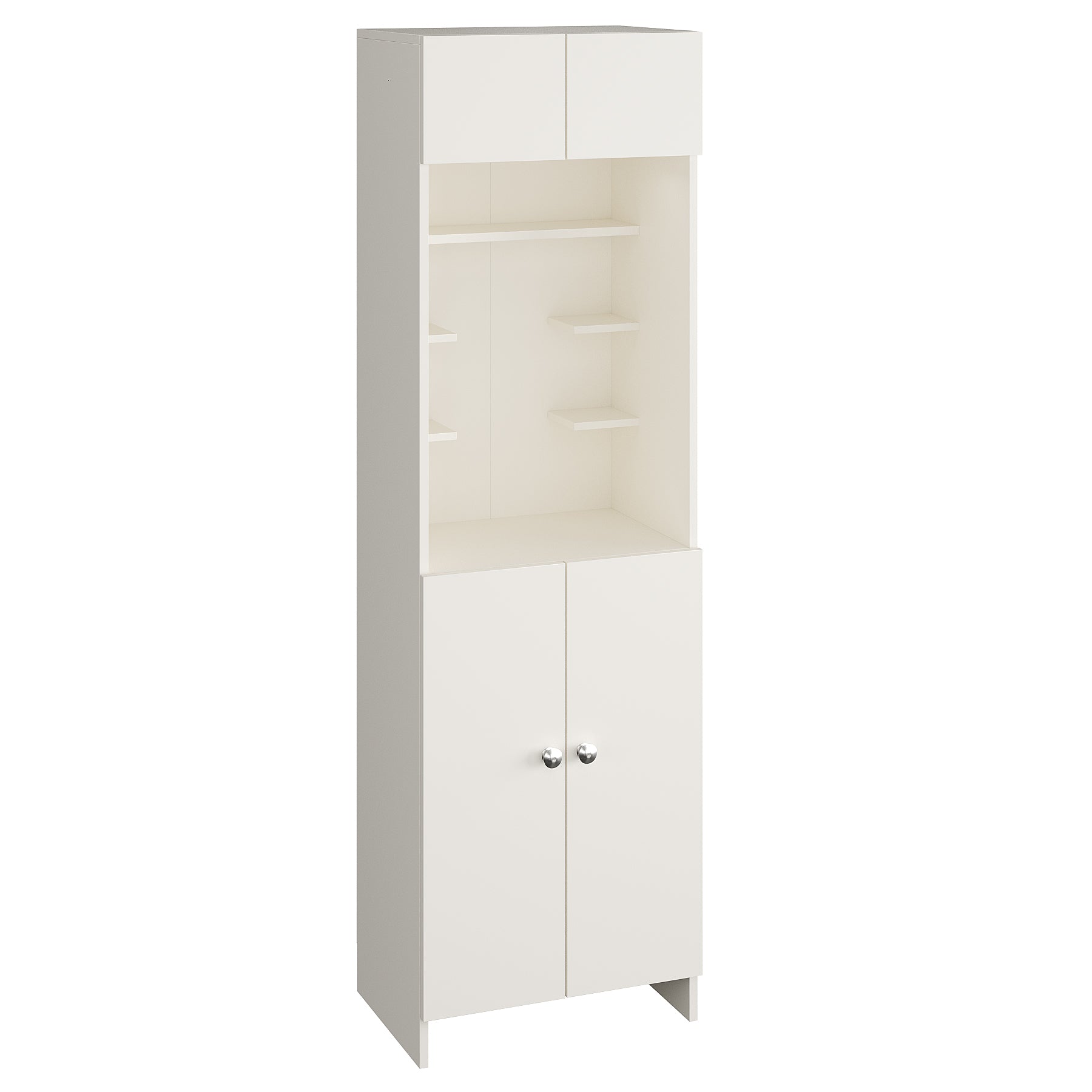 Shivika Pooja Mandir for Home, Modern Temple for Home & Office, Payer Cabinet Puja Stand Shelf in White Finish