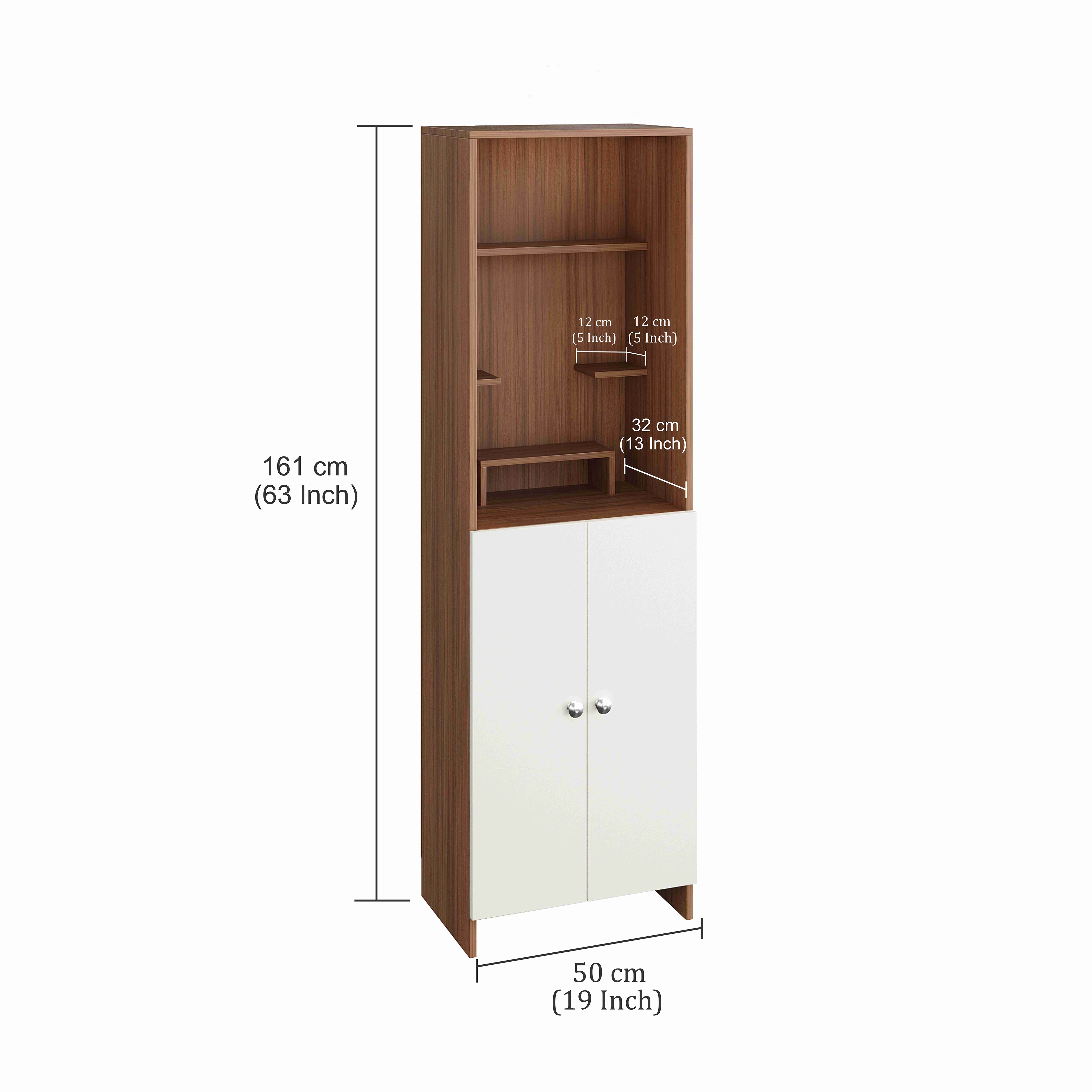 Anvika Pooja Mandir for Home, Modern Temple for Home & Office, Prayer Cabinet Puja Stand Shelf in Exotic Teak & White Finish