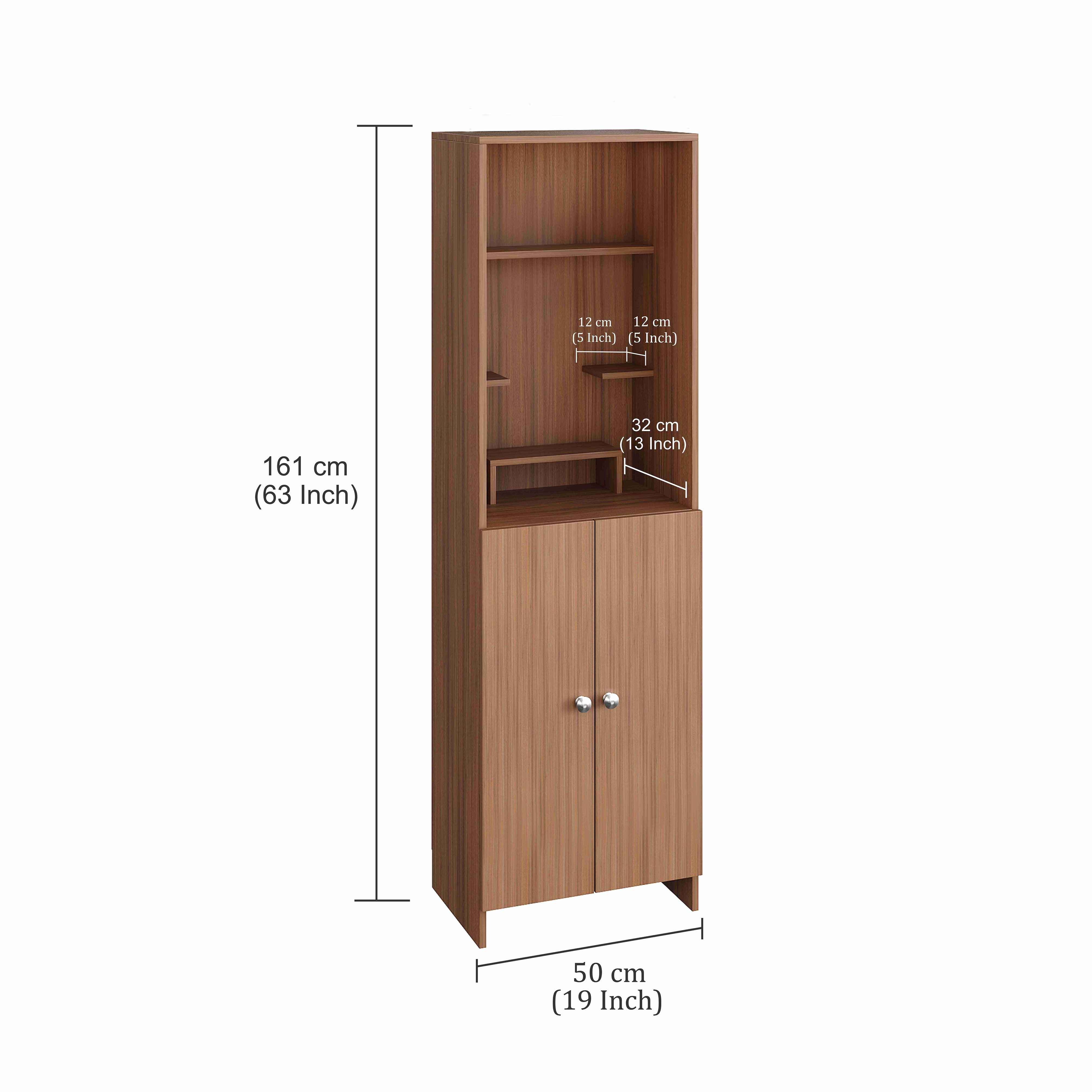 Anvika Pooja Mandir for Home, Modern Temple for Home & Office, Prayer Cabinet Puja Stand Shelf in Exotic Teak Finish
