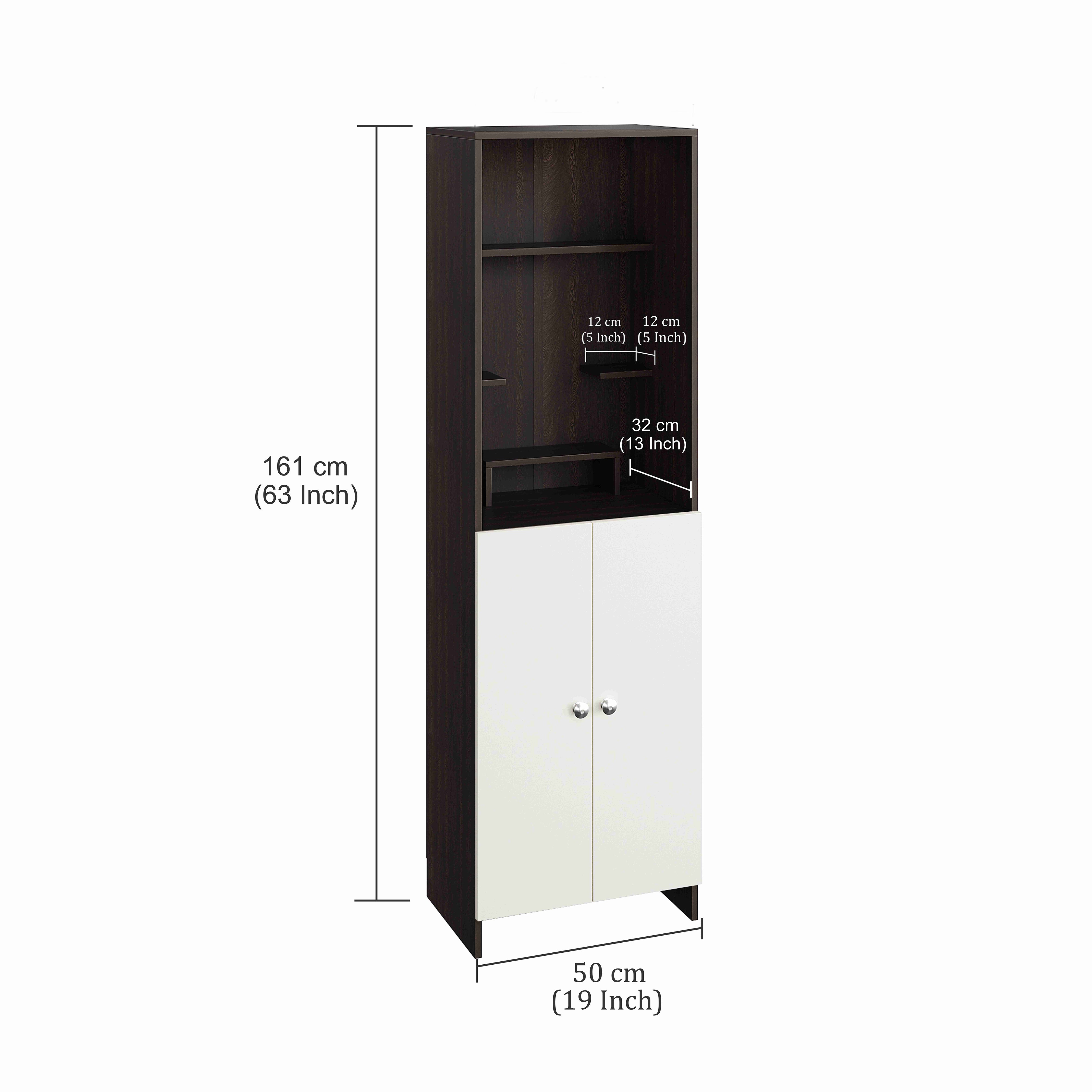 Anvika Pooja Mandir for Home, Modern Temple for Home & Office, Prayer Cabinet Puja Stand Shelf in Wenge & White Finish