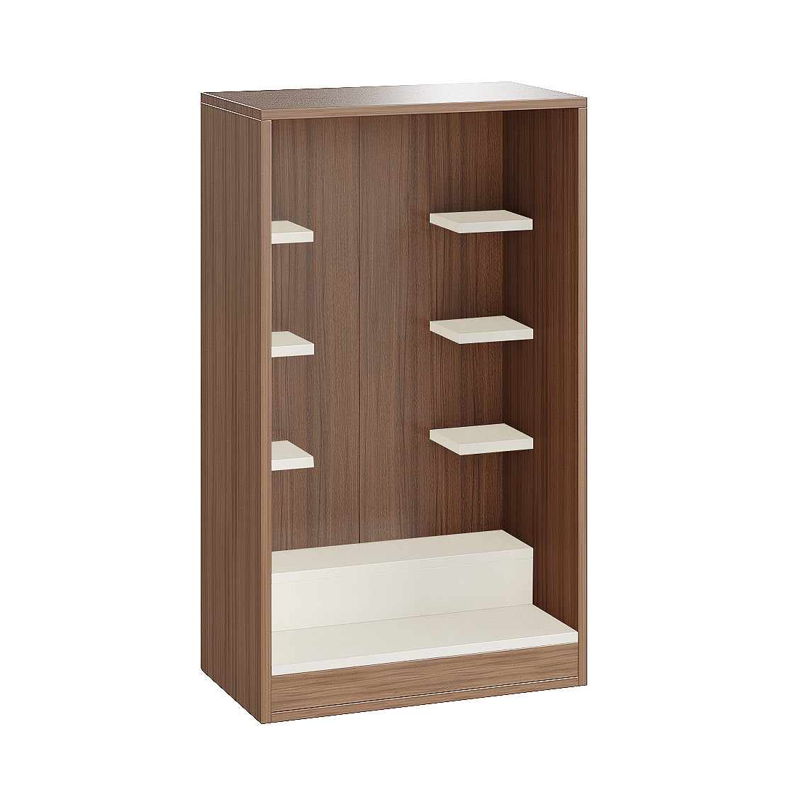 Ketki Pooja Mandir for Home, Modern Temple for Home & Office, Wall-Mount Puja Stand Shelf Exotic Teak & White Finish