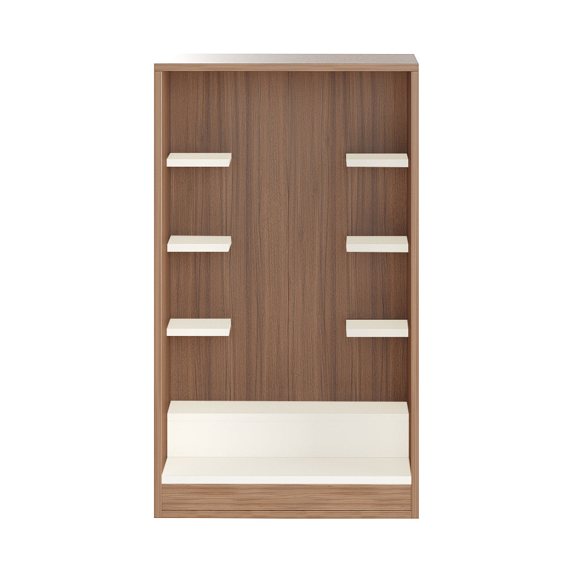 Ketki Pooja Mandir for Home, Modern Temple for Home & Office, Wall-Mount Puja Stand Shelf Exotic Teak & White Finish