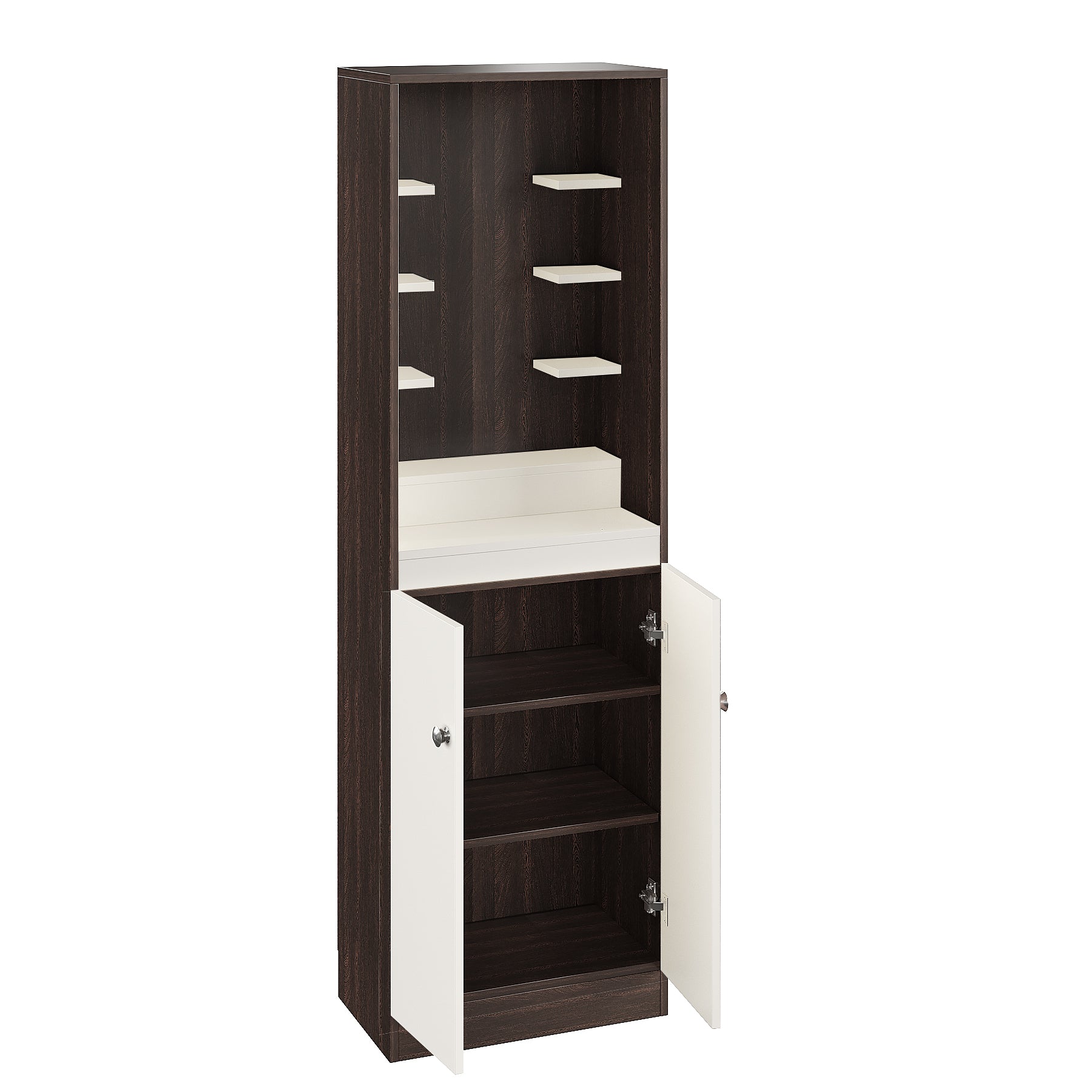 Adya Pooja Mandir for Home, Modern Temple for Home & Office, Prayer Cabinet Puja Stand Shelf in Wenge & White Finish
