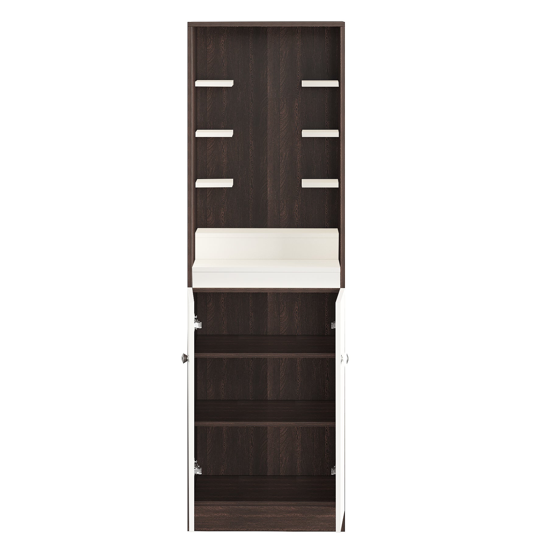 Adya Pooja Mandir for Home, Modern Temple for Home & Office, Prayer Cabinet Puja Stand Shelf in Wenge & White Finish