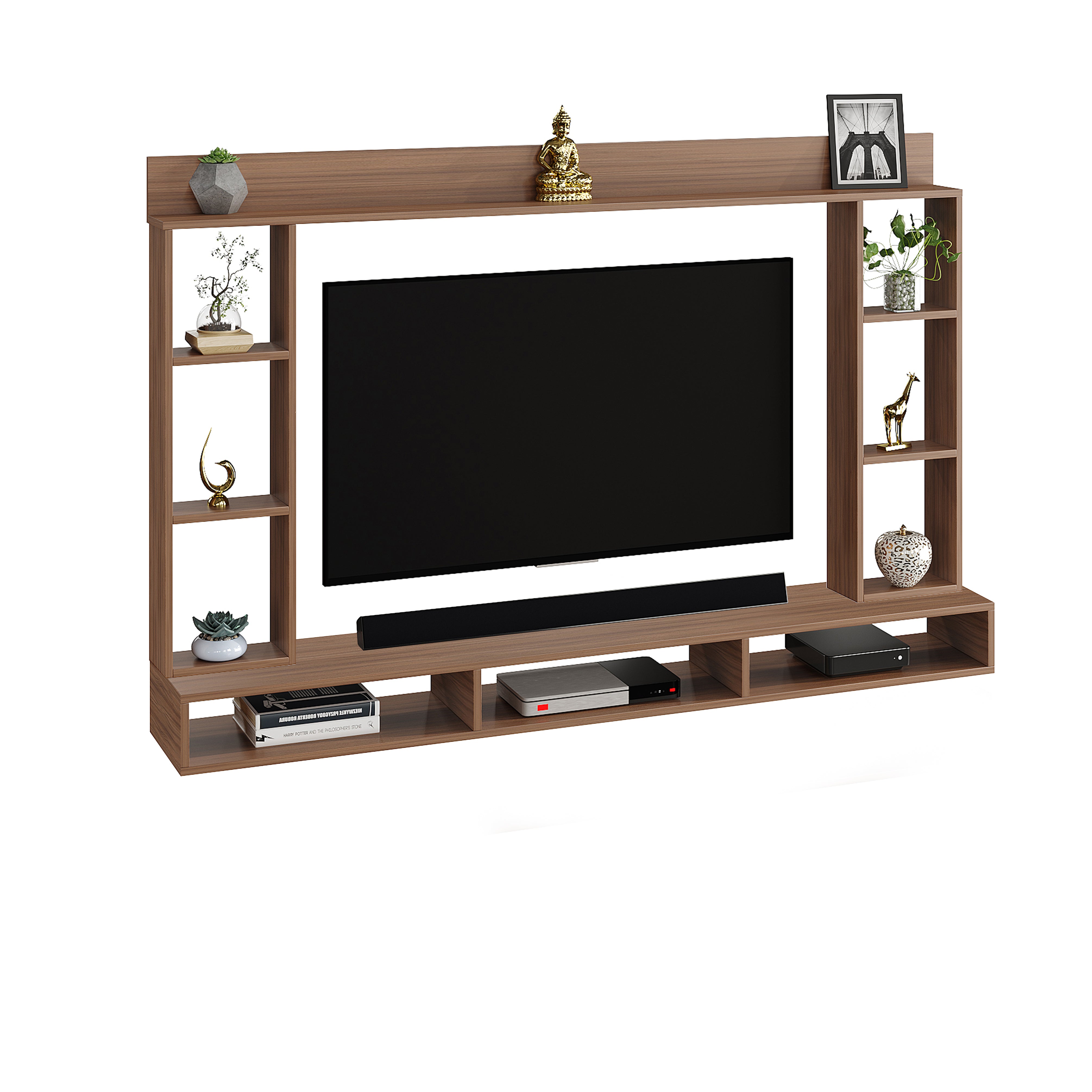 Furneaser Paul Engineered Wood Wall Mount TV Unit/TV Stand/TV Cabinet/TV Entertainment Unit/Set Top Box Stand (Exotic Teak) (Ideal for 55 Inch) (D.I.Y)