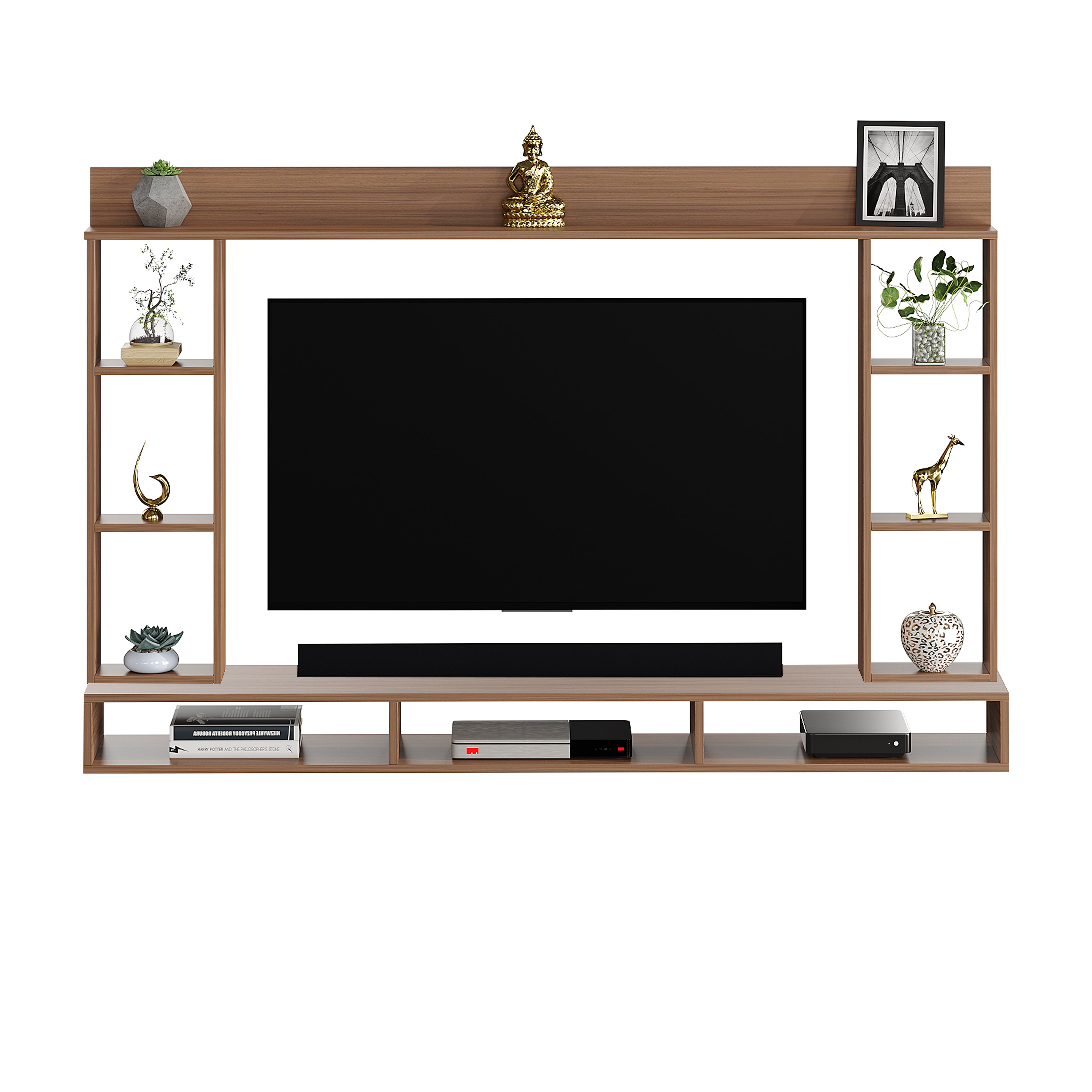 Furneaser Paul Engineered Wood Wall Mount TV Unit/TV Stand/TV Cabinet/TV Entertainment Unit/Set Top Box Stand (Exotic Teak) (Ideal for 55 Inch) (D.I.Y)