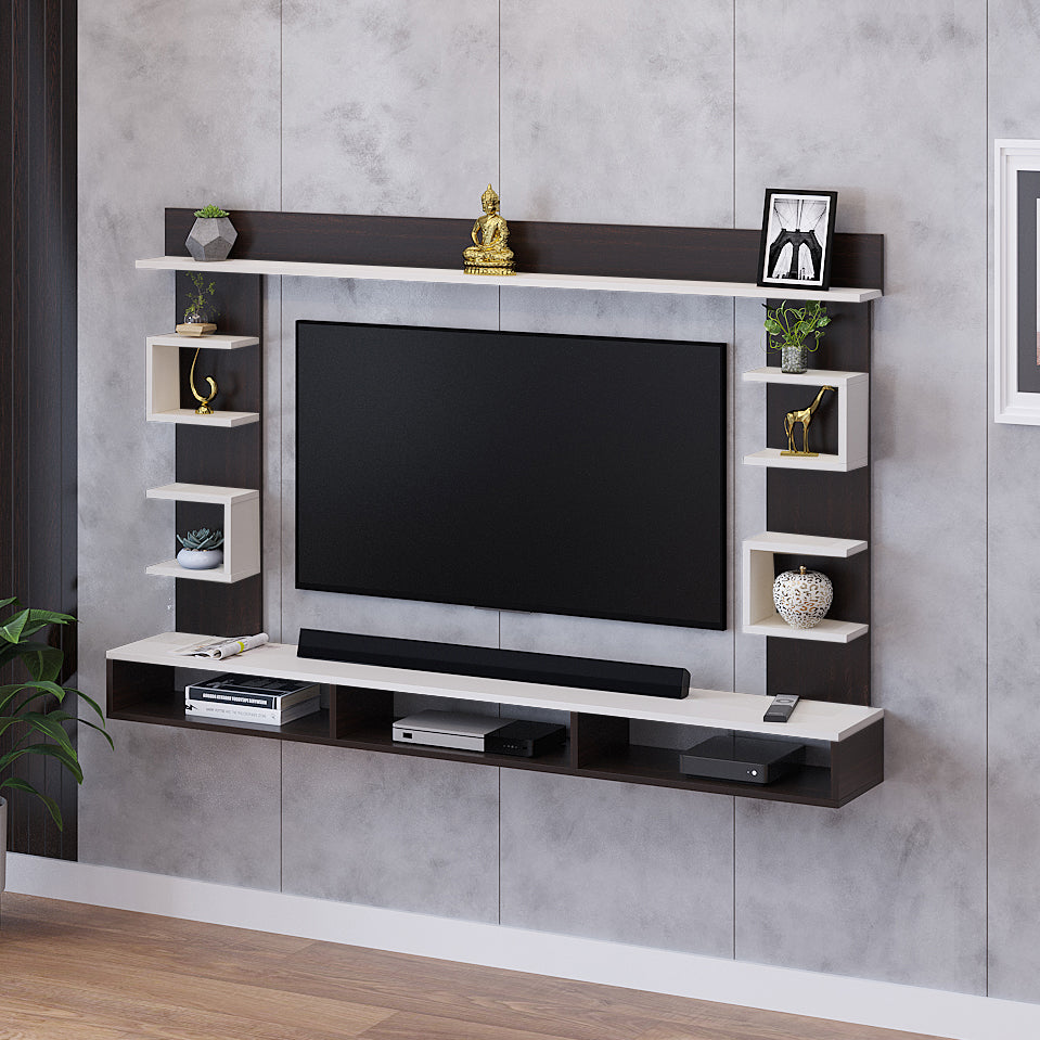 FURNEASER Steven Engineered Wood Wall Mount TV Unit/TV Stand/TV Cabinet/TV Entertainment Unit/Set Top Box Stand (Ideal for 55 Inch) (Wenge & White)