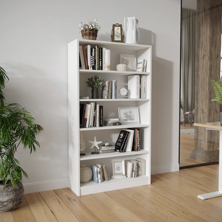 Verto Wooden Book Shelf for Books, Book Shelf Rack for Home Library, Corner Shelf for Living Room, Study Room & Office Furniture (White)