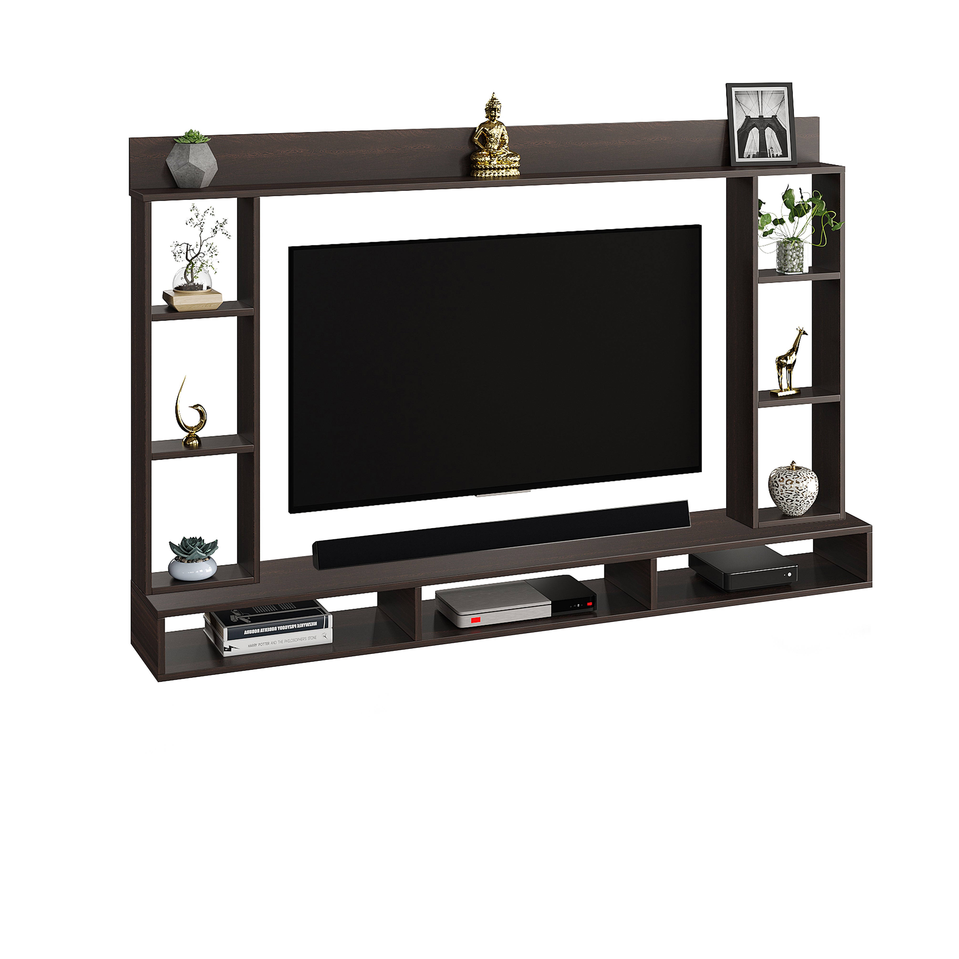 FURNEASER Furneser Paul Engineered Wood Wall Mount TV Unit/TV Stand/TV Cabinet/TV Entertainment Unit/Set Top Box Stand (Wenge) (Ideal for 55 Inch)(D.I.Y)
