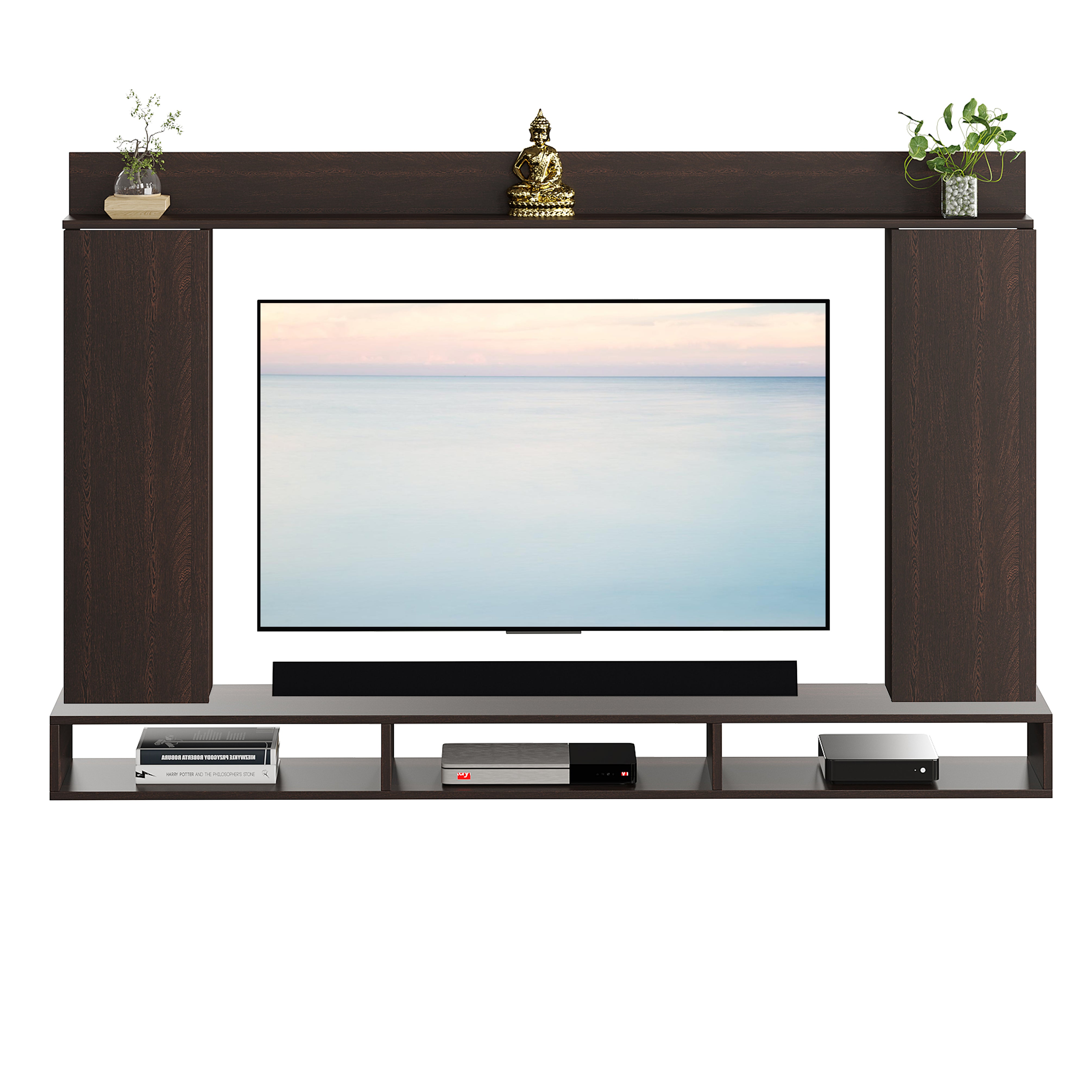 FURNEASER Morris Engineered Wood Wall Mount TV Unit/Set Top Box Stand with Display Shelves/Modern Tv Rack/Cabinet/Showcase for 43 inch TV (Wenge)