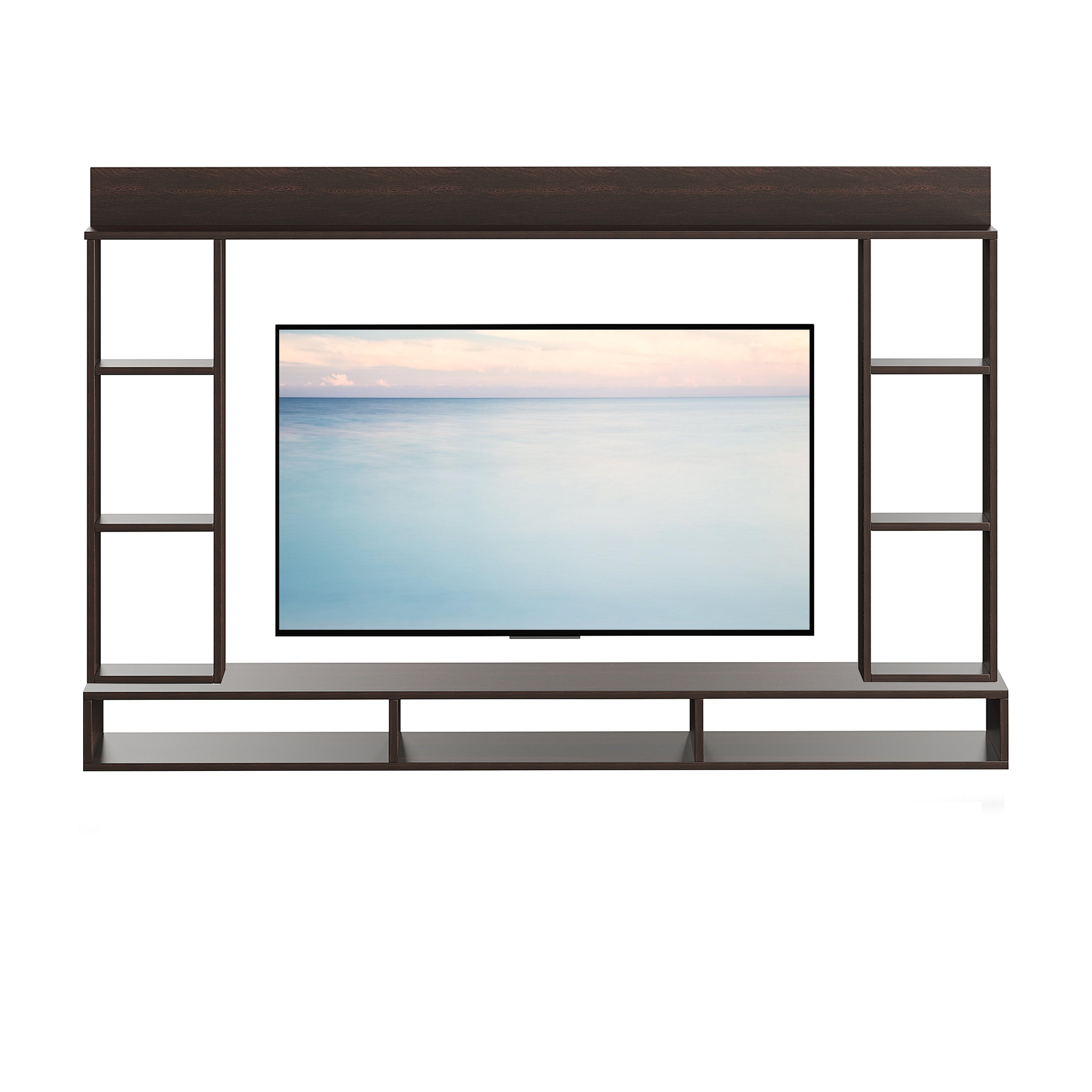 FURNEASER Paul Engineered Wood Wall-Mount TV Unit for Living Room, Set Top Box Stand, Entertainment Unit with Display Shelves, for Upto 43 Inch TV (Wenge)