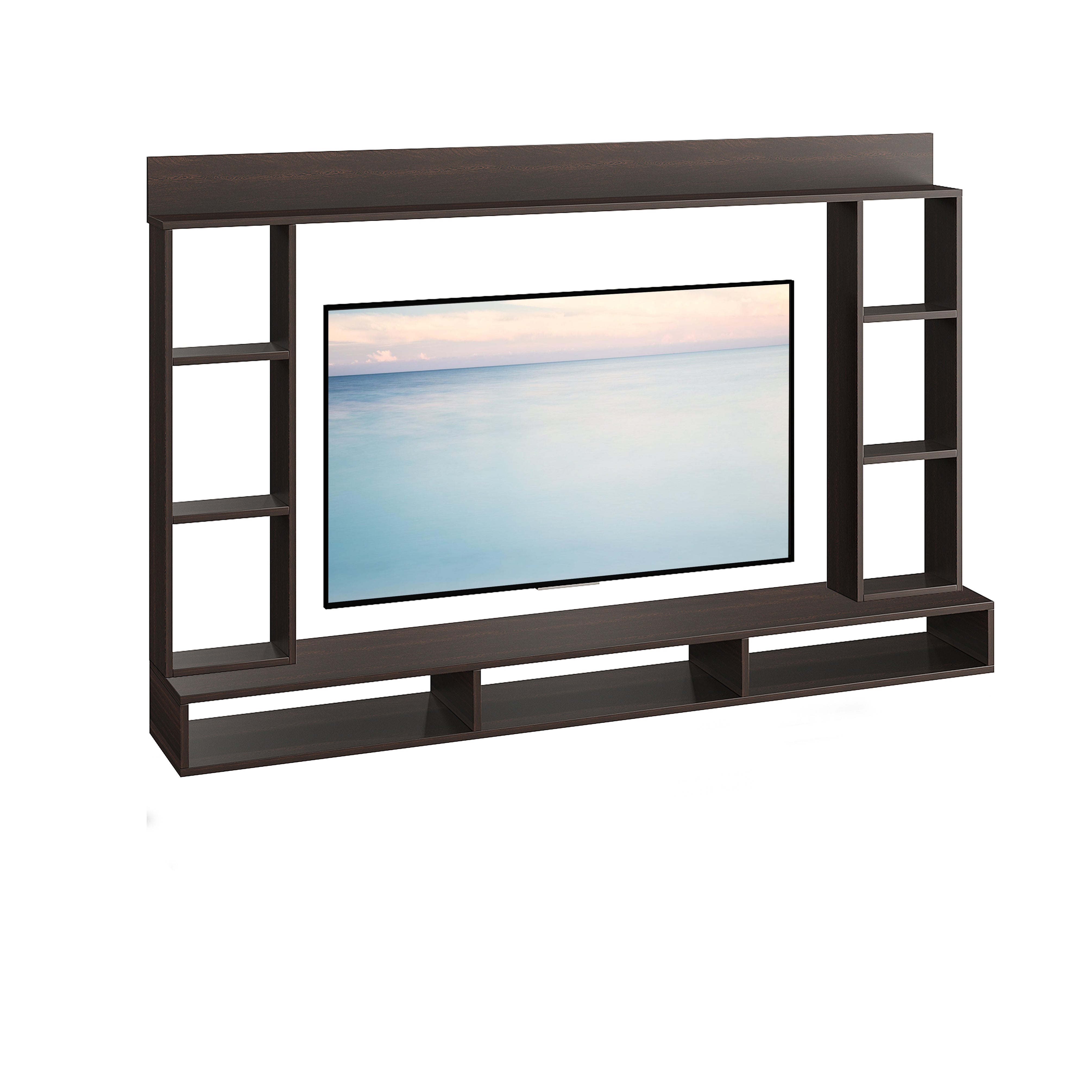 FURNEASER Paul Engineered Wood Wall-Mount TV Unit for Living Room, Set Top Box Stand, Entertainment Unit with Display Shelves, for Upto 43 Inch TV (Wenge)