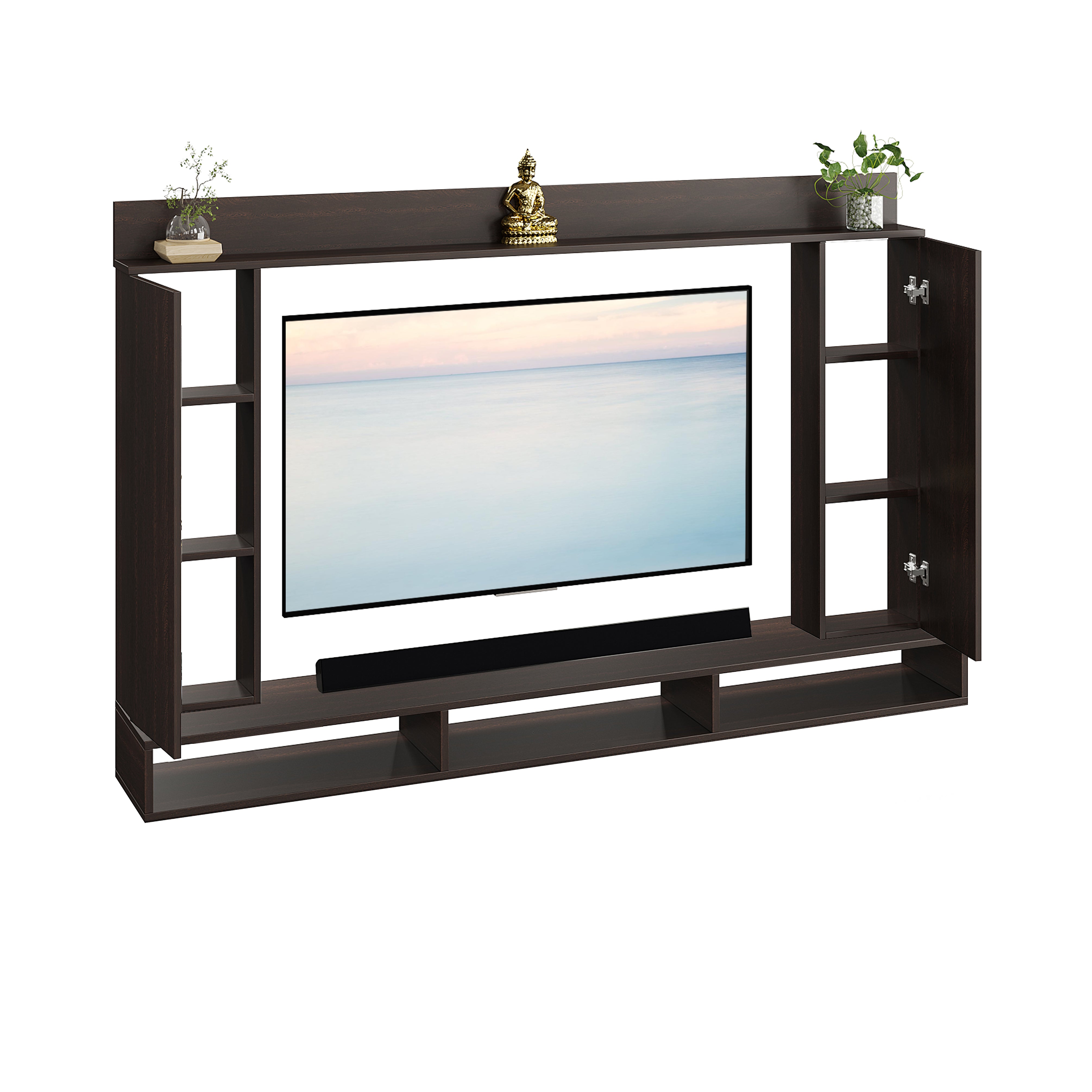 FURNEASER Morris Engineered Wood Wall Mount TV Unit/Set Top Box Stand with Display Shelves/Modern Tv Rack/Cabinet/Showcase for 43 inch TV (Wenge)