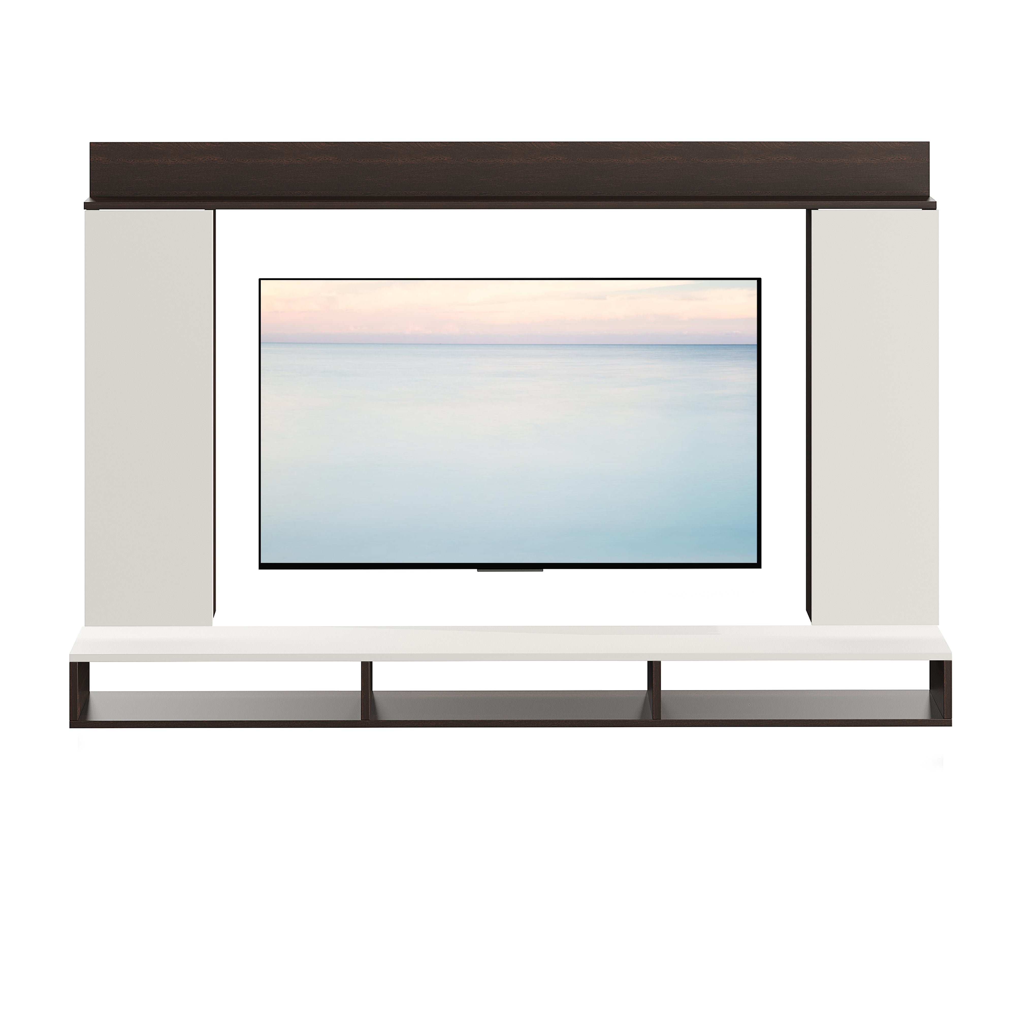 FURNEASER Morris Engineered Wood Wall Mount TV Unit/Set Top Box Stand with Display Shelves/Modern Tv Rack/Cabinet/Showcase for 43 inch TV (Wenge & White)