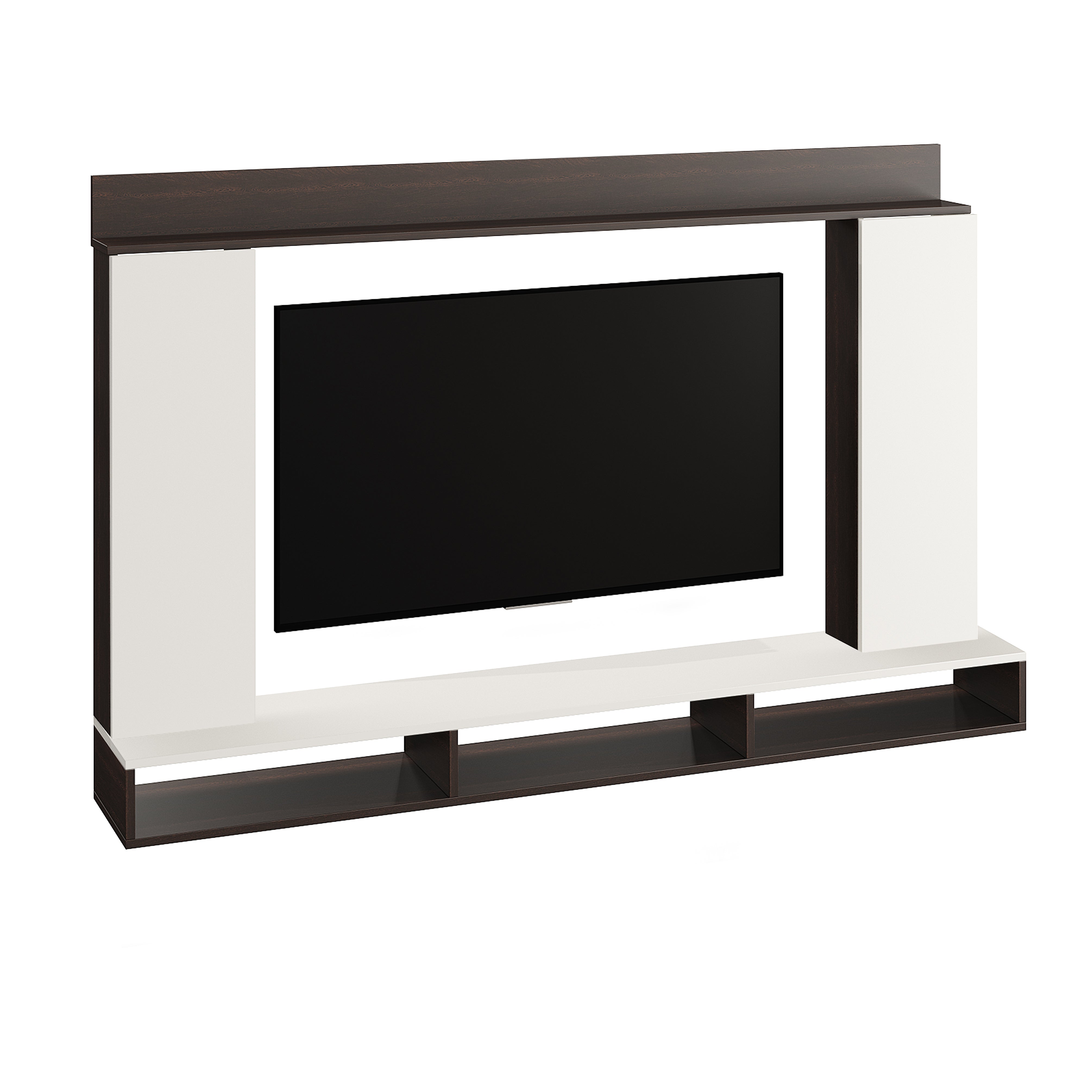 FURNEASER Morris Engineered Wood Wall Mount TV Unit/TV Stand with Door/TV Cabinet/TV Entertainment Unit/Set Top Box Stand (Ideal for 55 Inch)  (D.I.Y) (Wange & White)