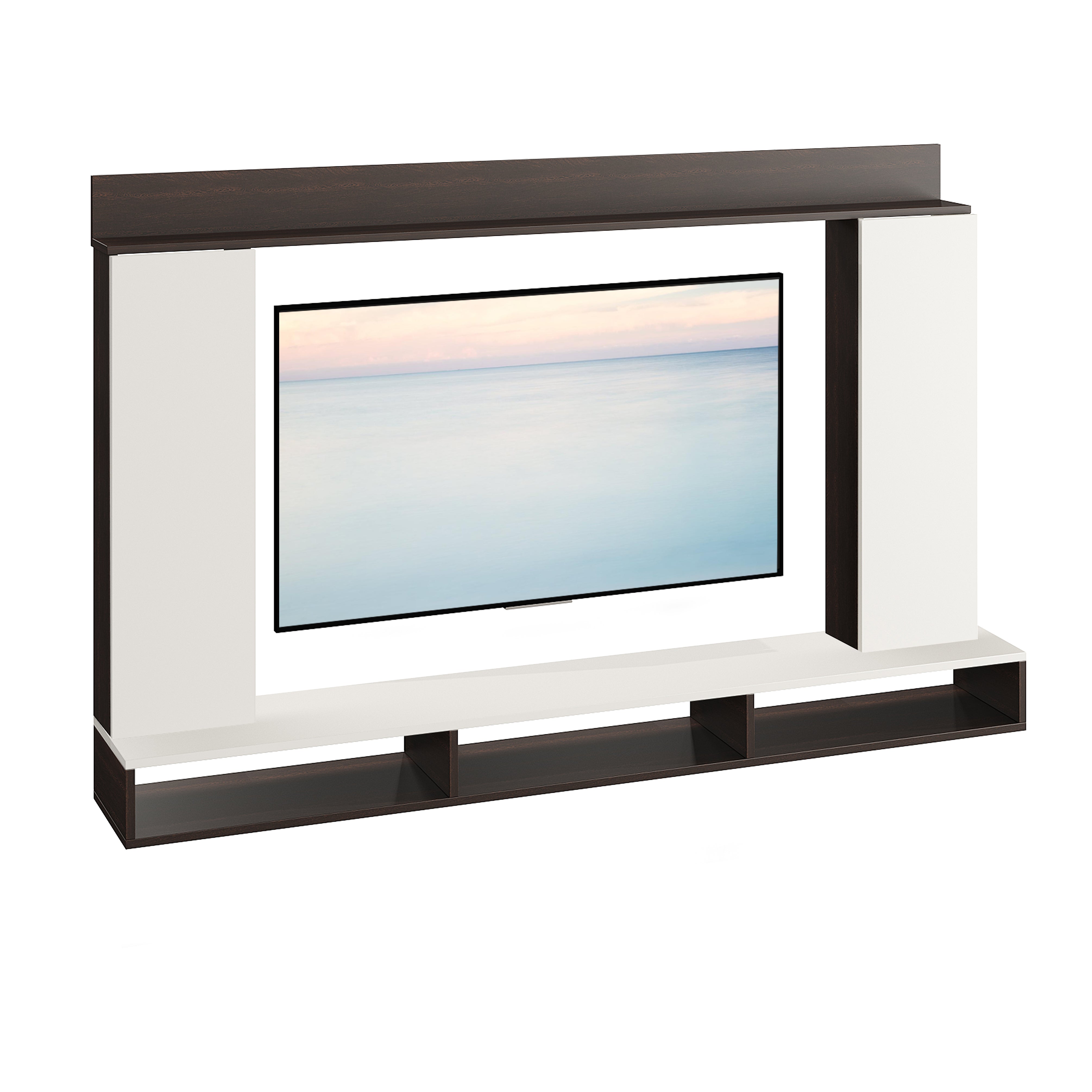 FURNEASER Morris Engineered Wood Wall Mount TV Unit/Set Top Box Stand with Display Shelves/Modern Tv Rack/Cabinet/Showcase for 43 inch TV (Wenge & White)