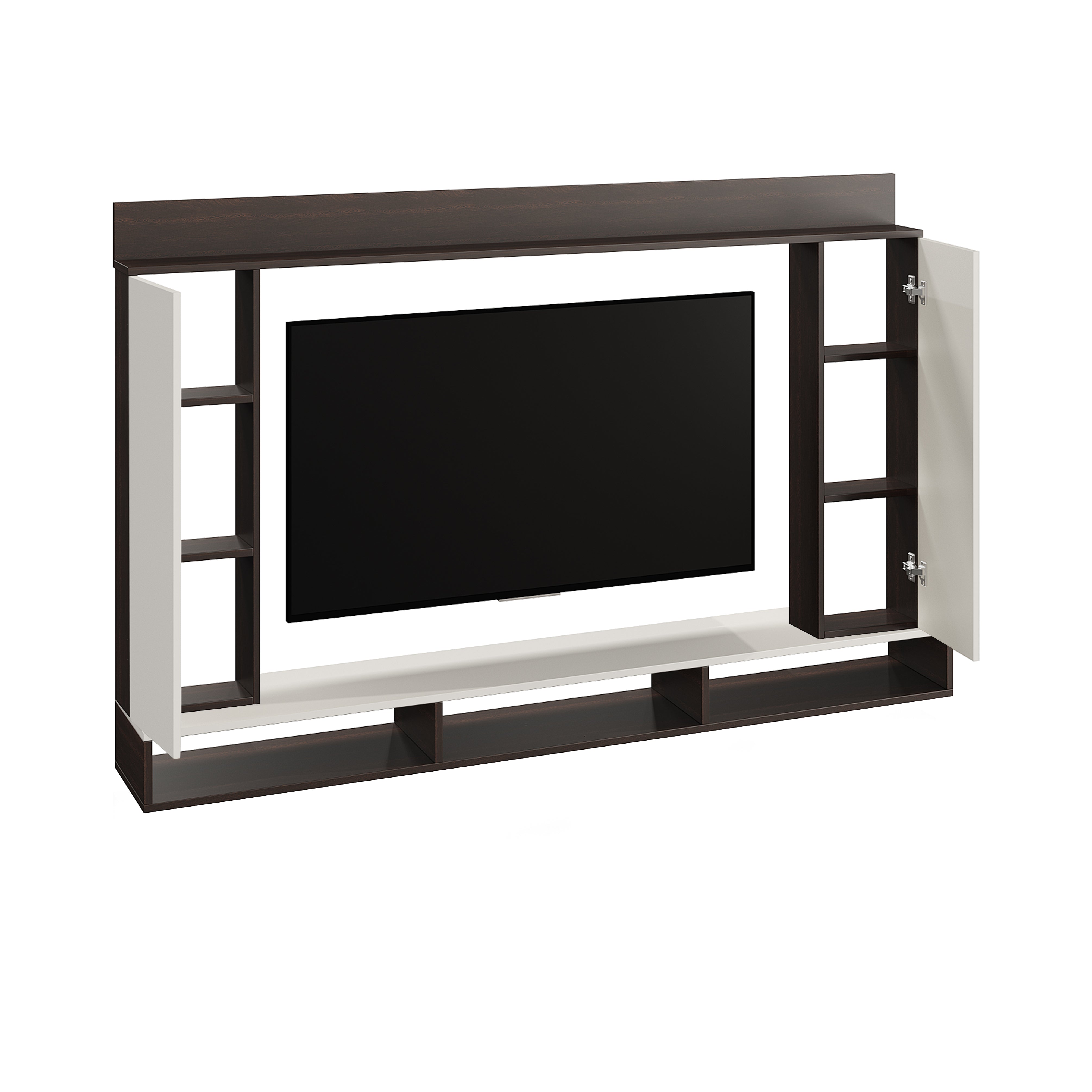 FURNEASER Morris Engineered Wood Wall Mount TV Unit/TV Stand with Door/TV Cabinet/TV Entertainment Unit/Set Top Box Stand (Ideal for 55 Inch)  (D.I.Y) (Wange & White)