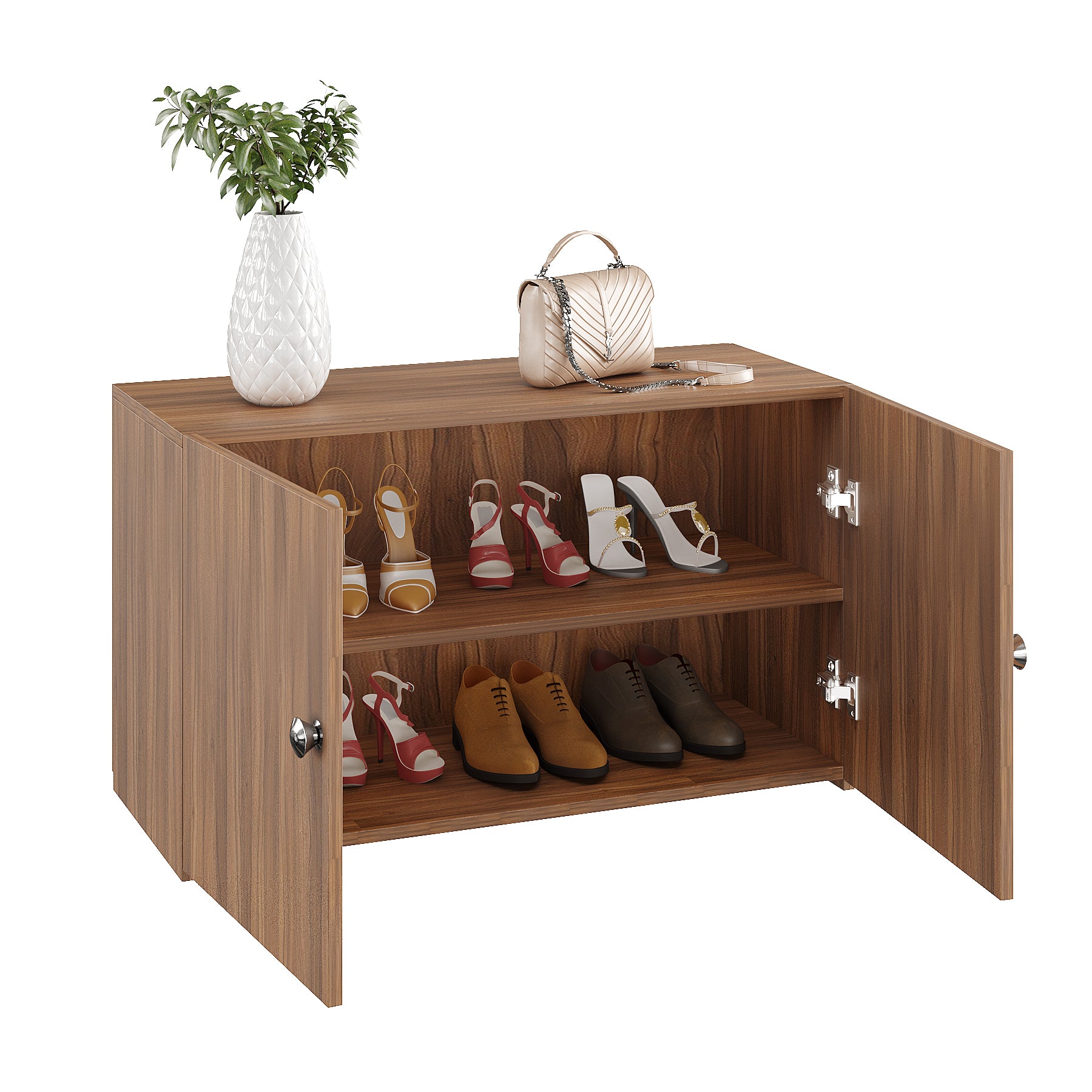 WOODWIDER Robana Wooden Shoe Rack for Home Storage Organizer Shoe Rack Cabinet Slipper Footwear Stand Rack 6 Shelves, Store Up to 16 Pairs (Exotic teak)