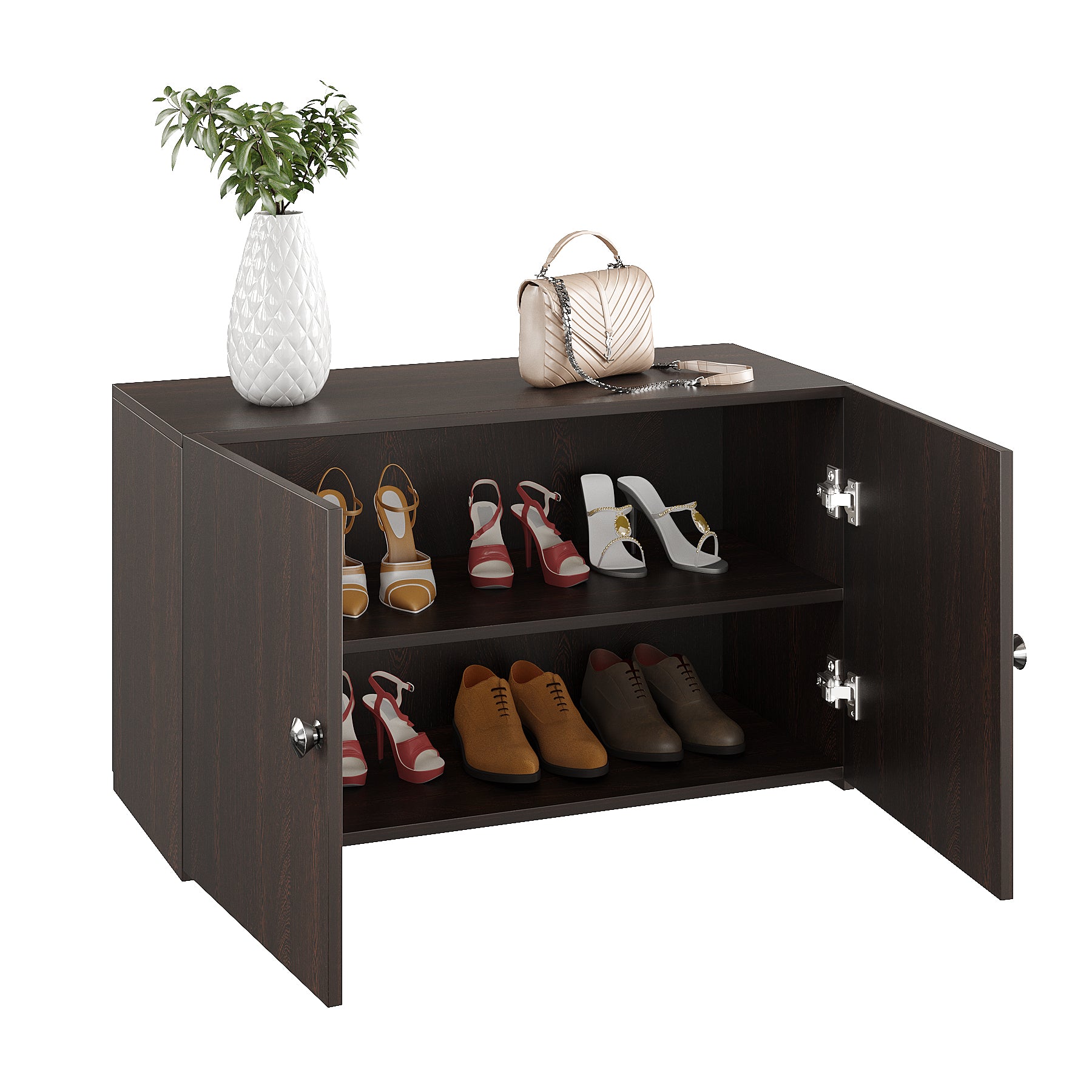 WOODWIDER Robana Wooden Shoe Rack for Home Storage Organizer Shoe Rack Cabinet Slipper Footwear Stand Rack 6 Shelves, Store Up to 16 Pairs (Wenge)