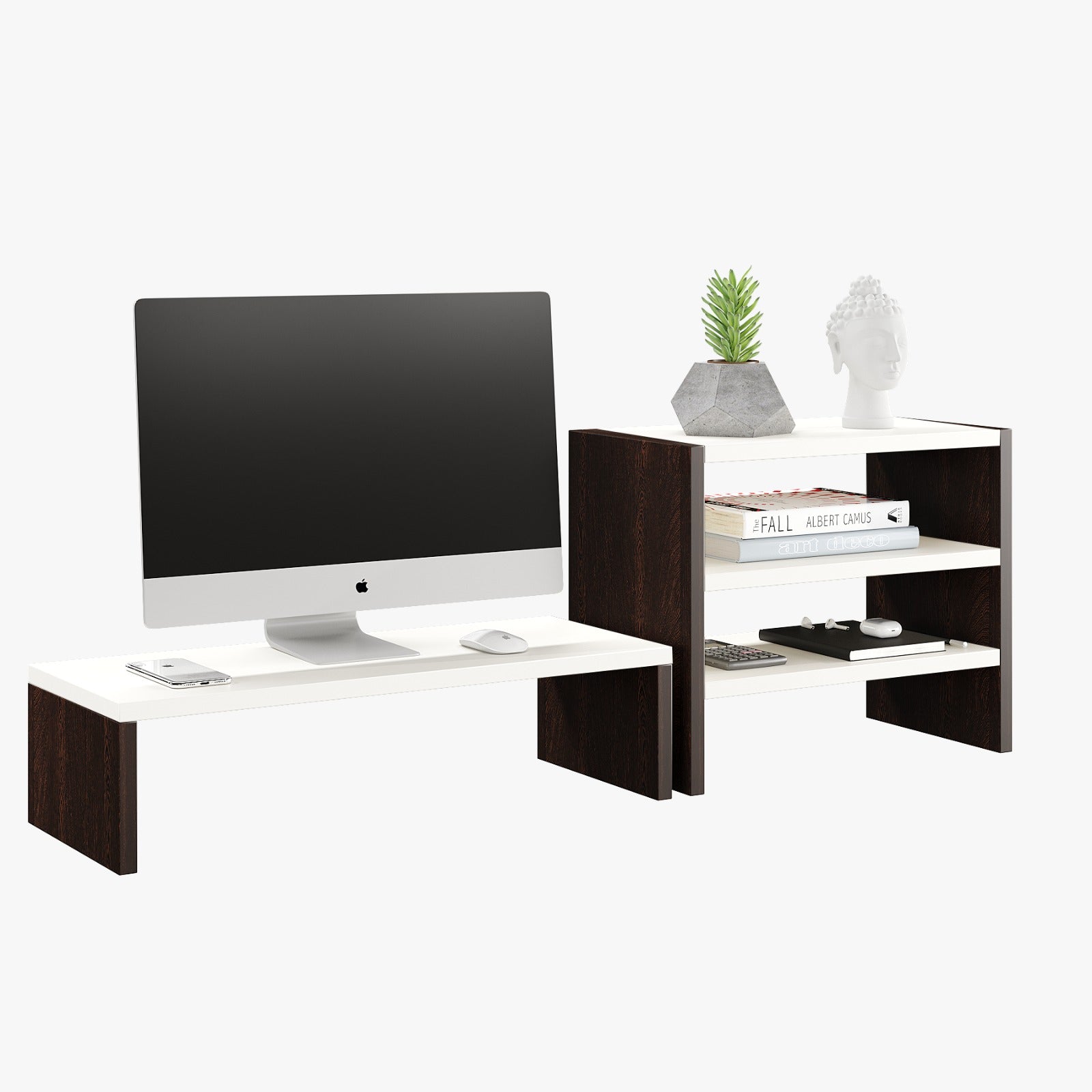 Densi Wooden Monitor Stand Organizer Desktop Organizer Monitor Riser Laptop Stand