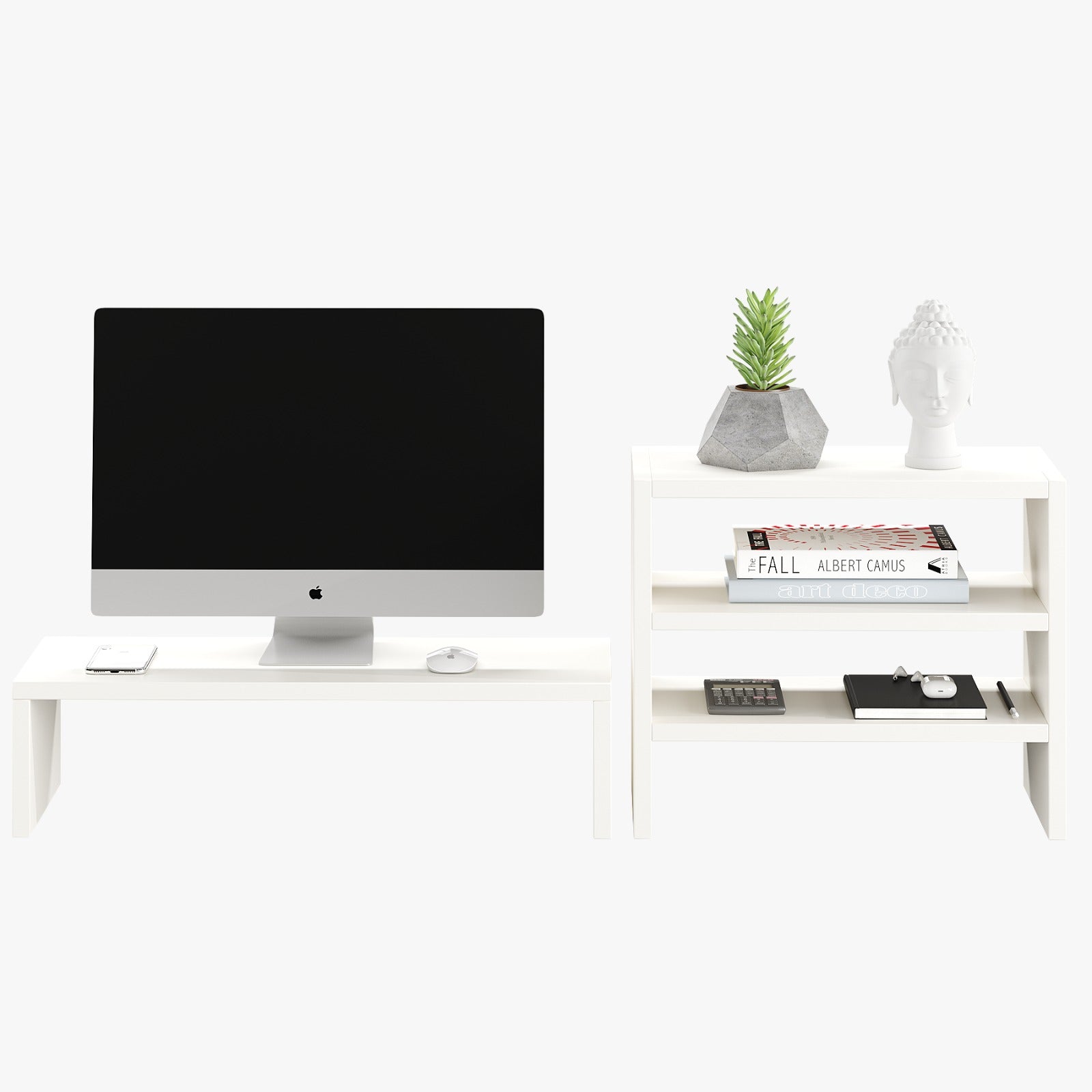 Densi Wooden Monitor Stand Organizer Desktop Organizer Monitor Riser Laptop Stand