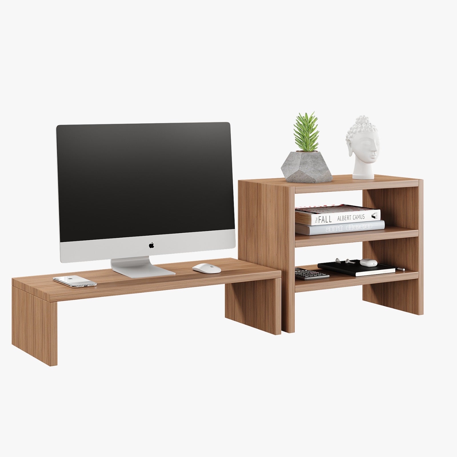 Densi Wooden Monitor Stand Organizer Desktop Organizer Monitor Riser Laptop Stand